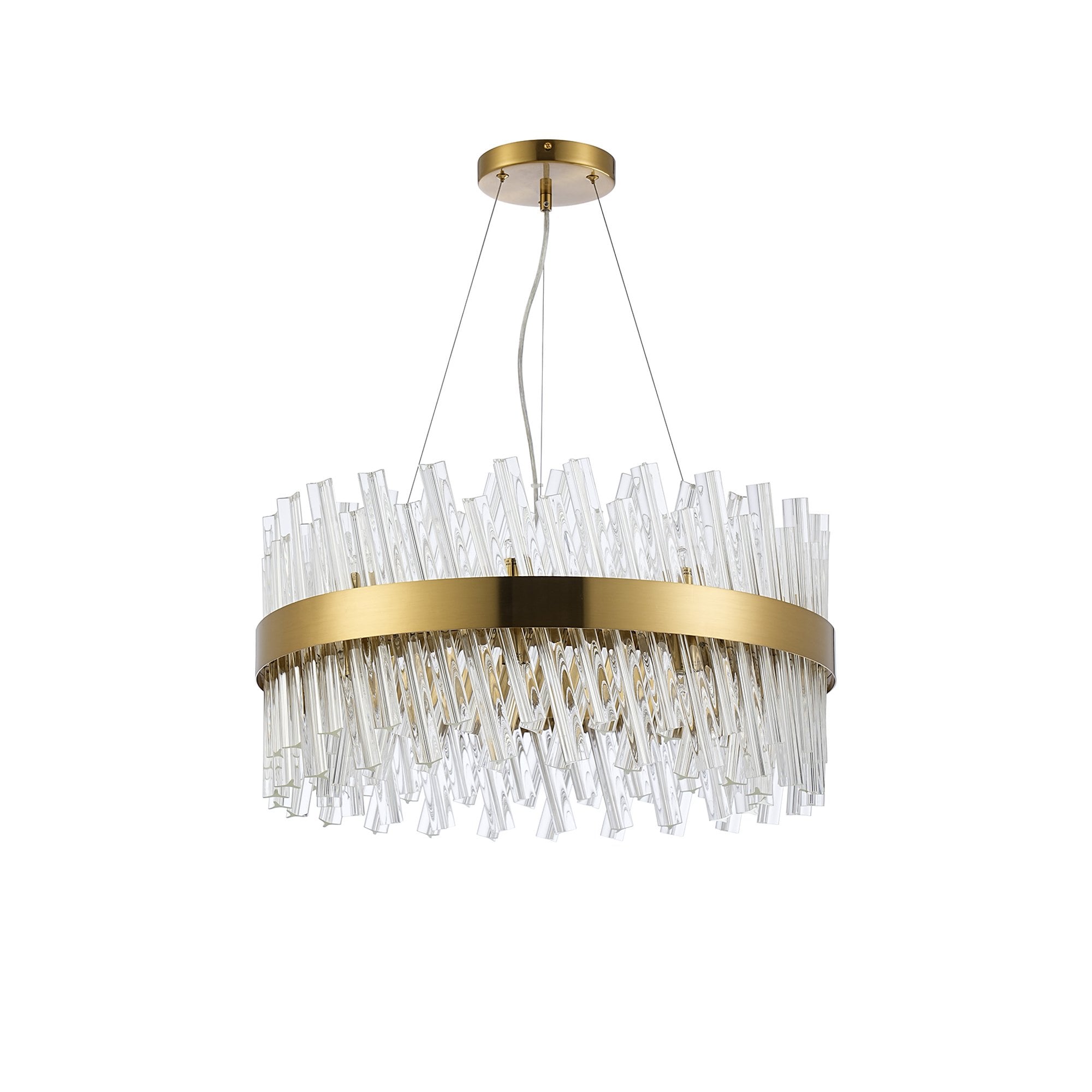 Fabula Farnley 18 Light Round Pendant - Brass & Clear Glass