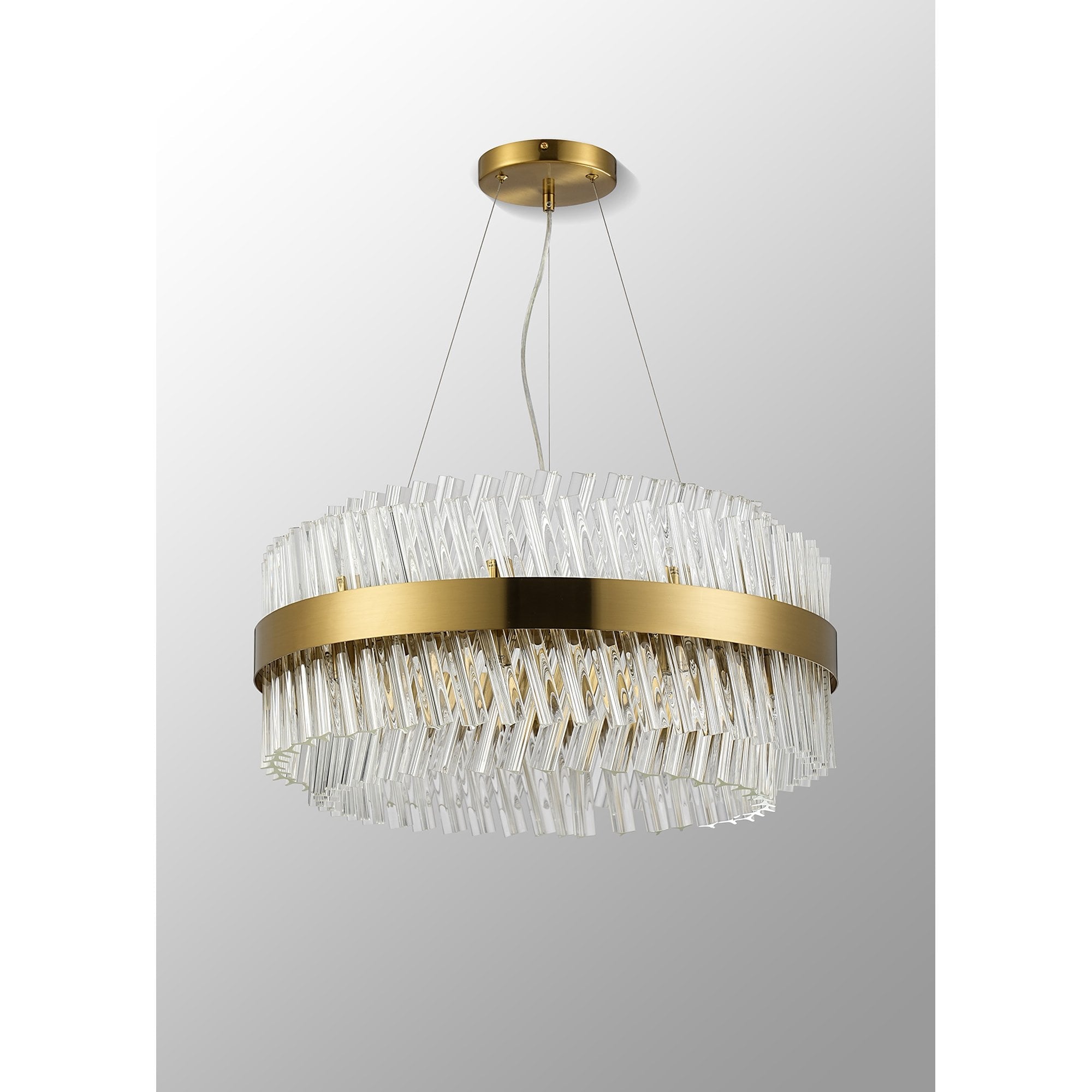 Fabula Farnley 18 Light Round Pendant - Brass & Clear Glass