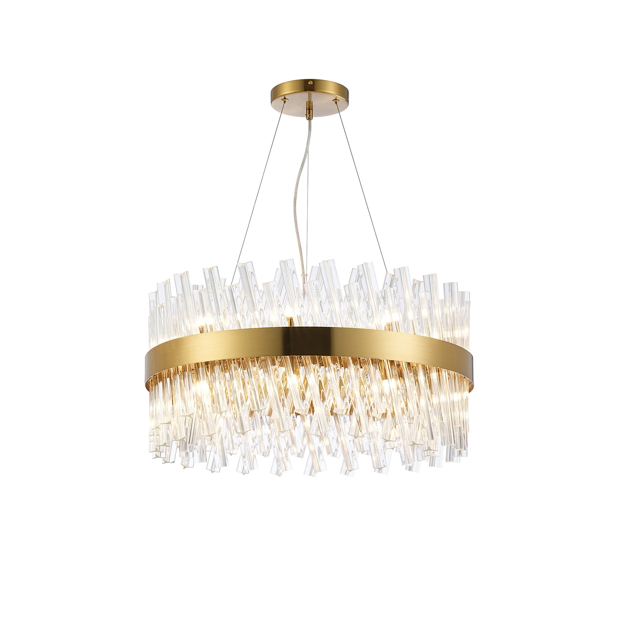 Fabula Farnley 18 Light Round Pendant - Brass & Clear Glass