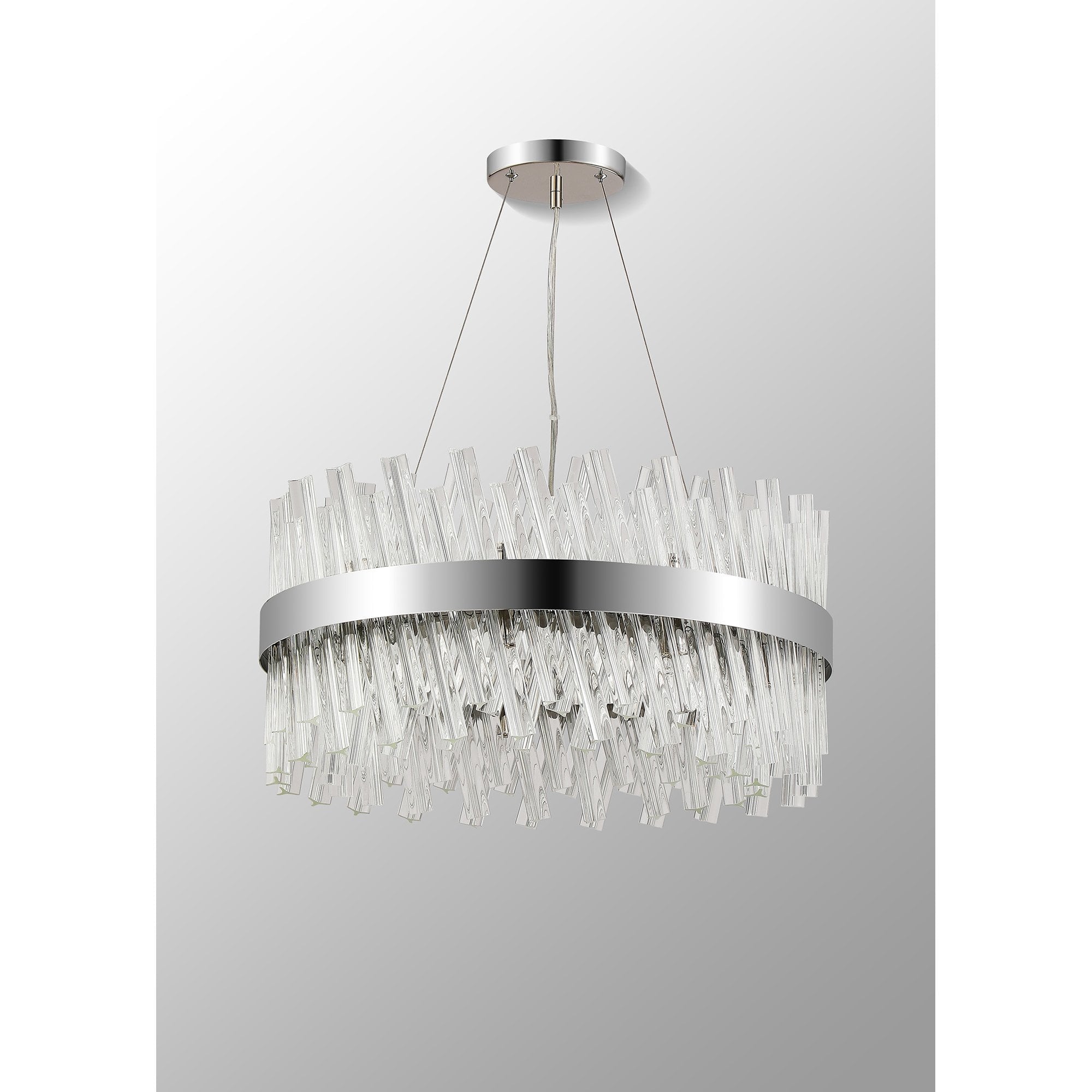 Fabula Farnley 18 Light Round Pendant - Polished Nickel & Clear Glass