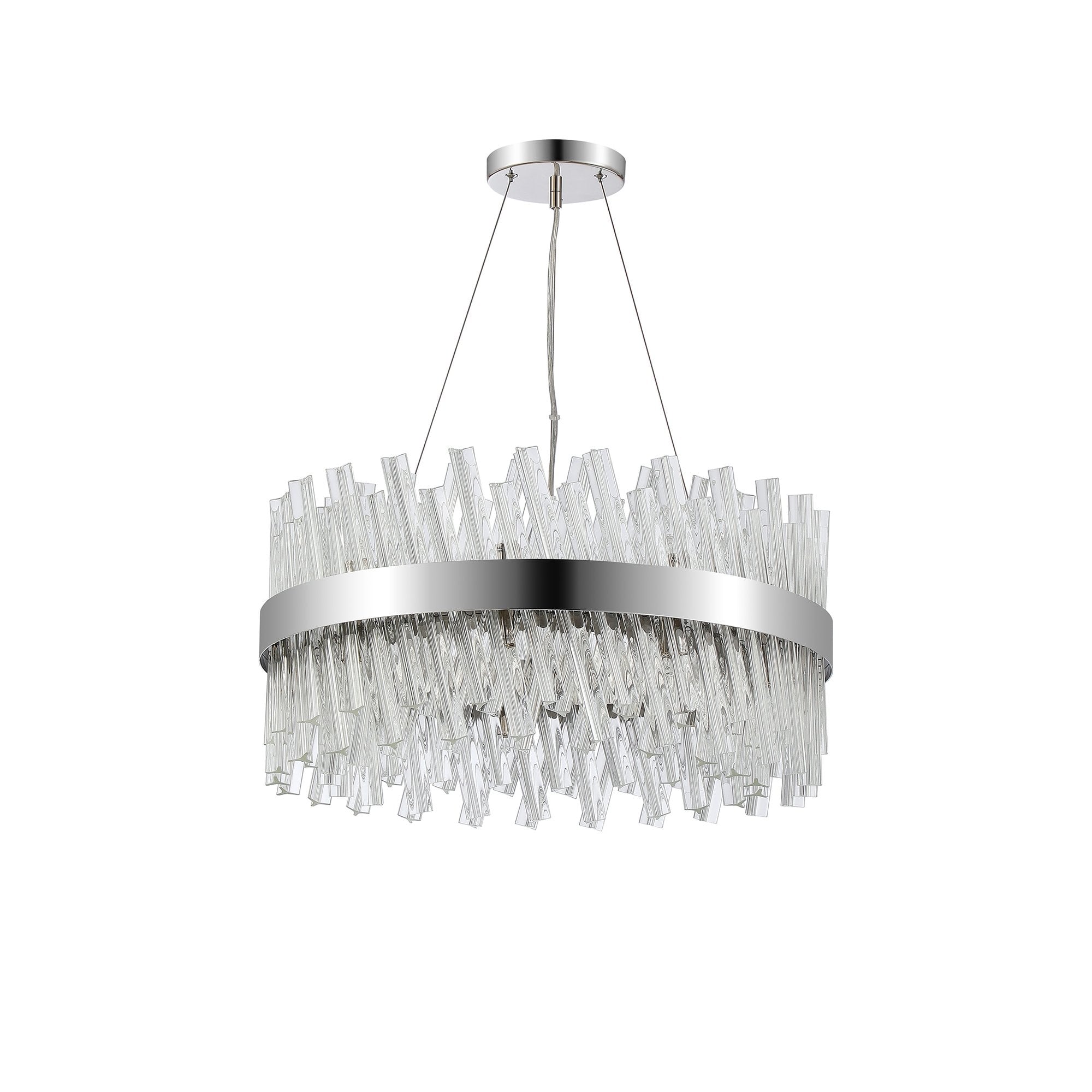 Fabula Farnley 18 Light Round Pendant - Polished Nickel & Clear Glass