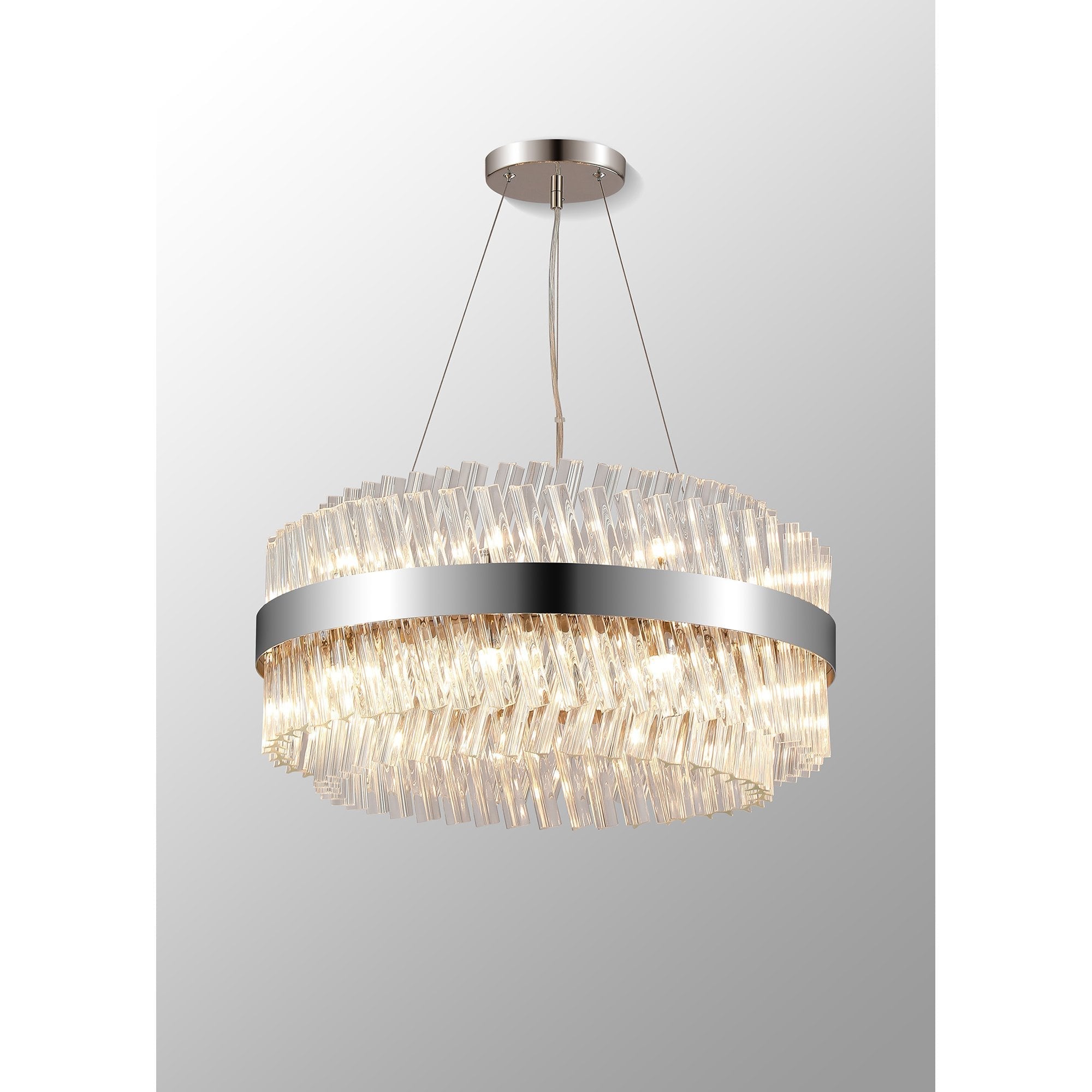 Fabula Farnley 18 Light Round Pendant - Polished Nickel & Clear Glass