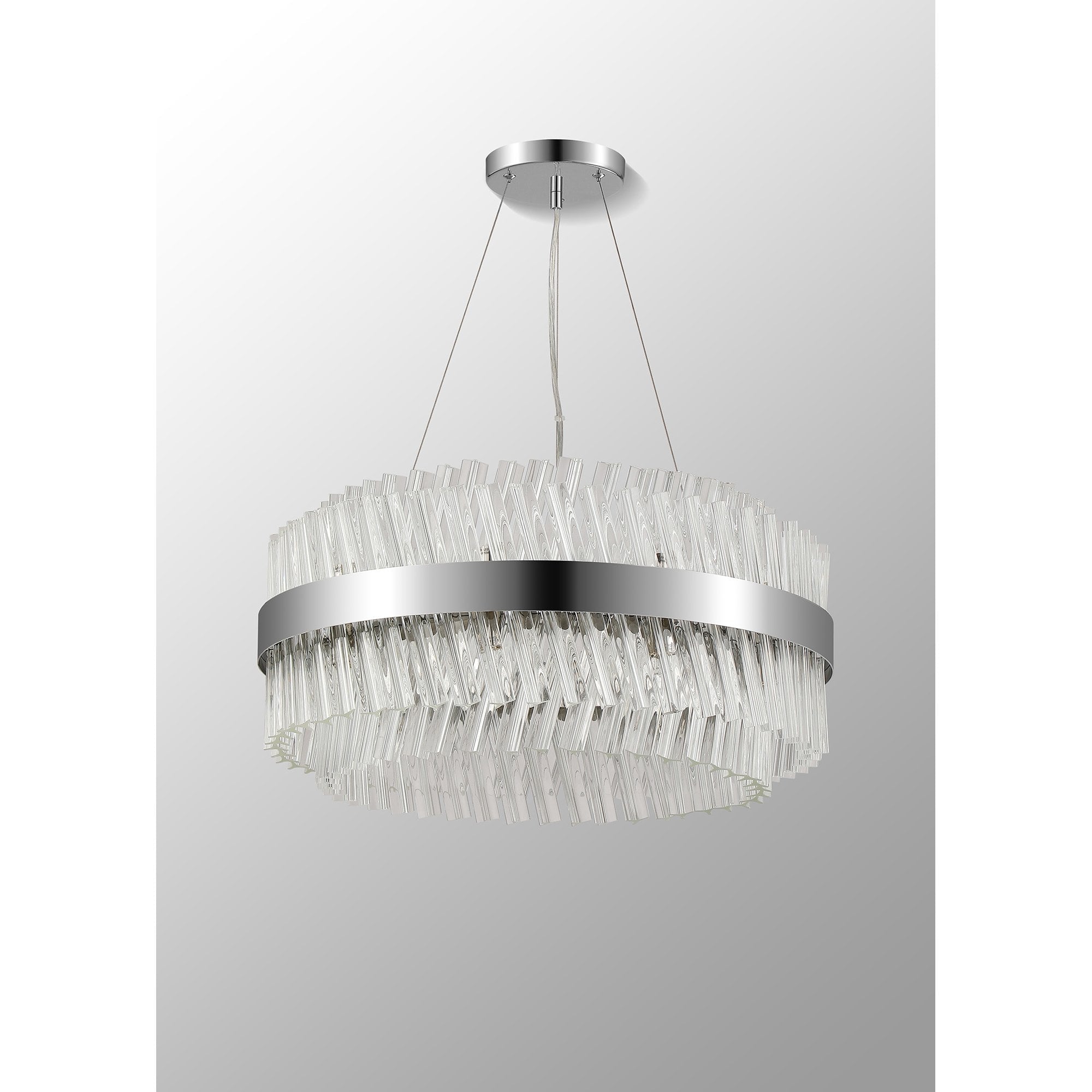 Fabula Farnley 18 Light Round Pendant - Polished Nickel & Clear Glass