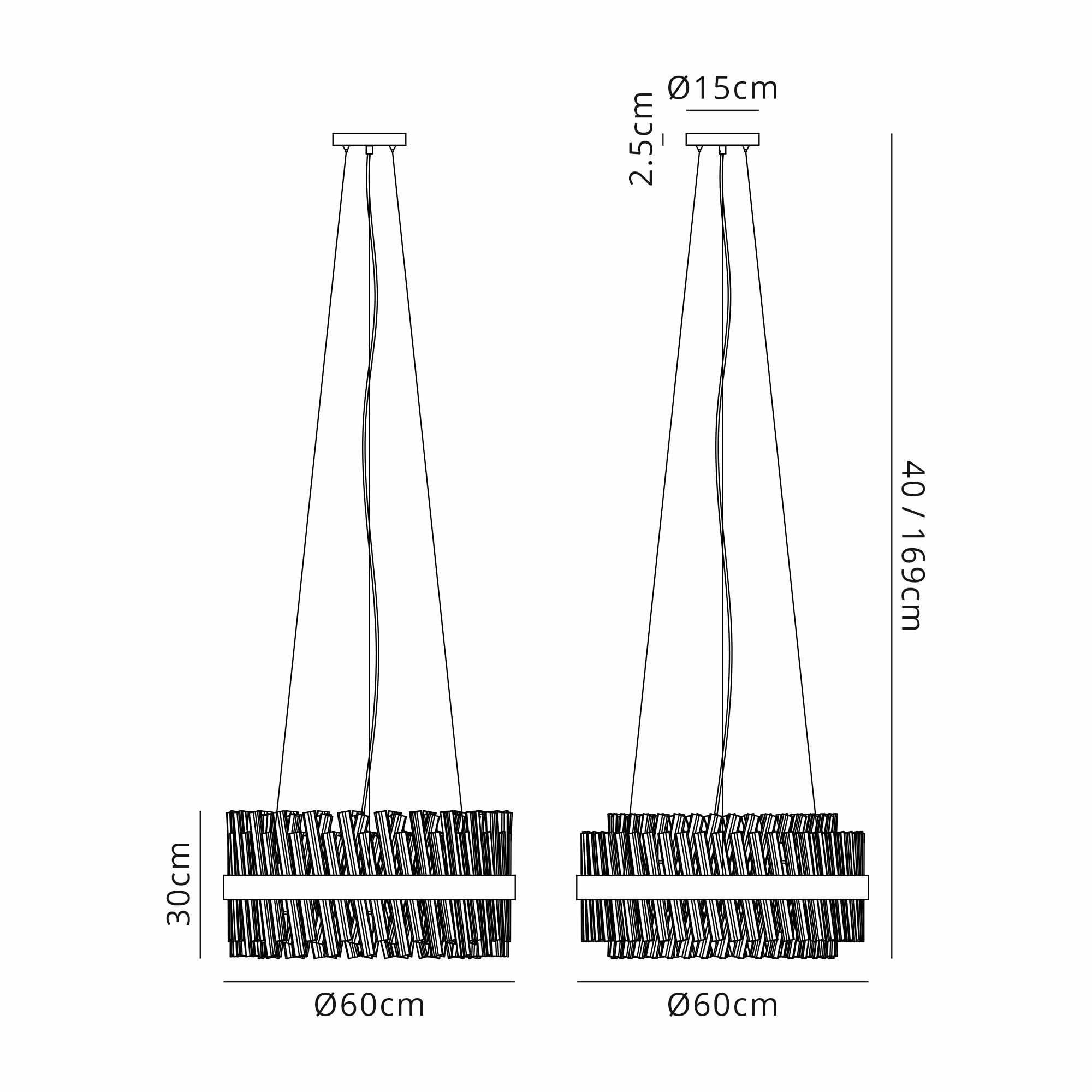 Fabula Farnley 18 Light Round Pendant - Polished Nickel & Clear Glass