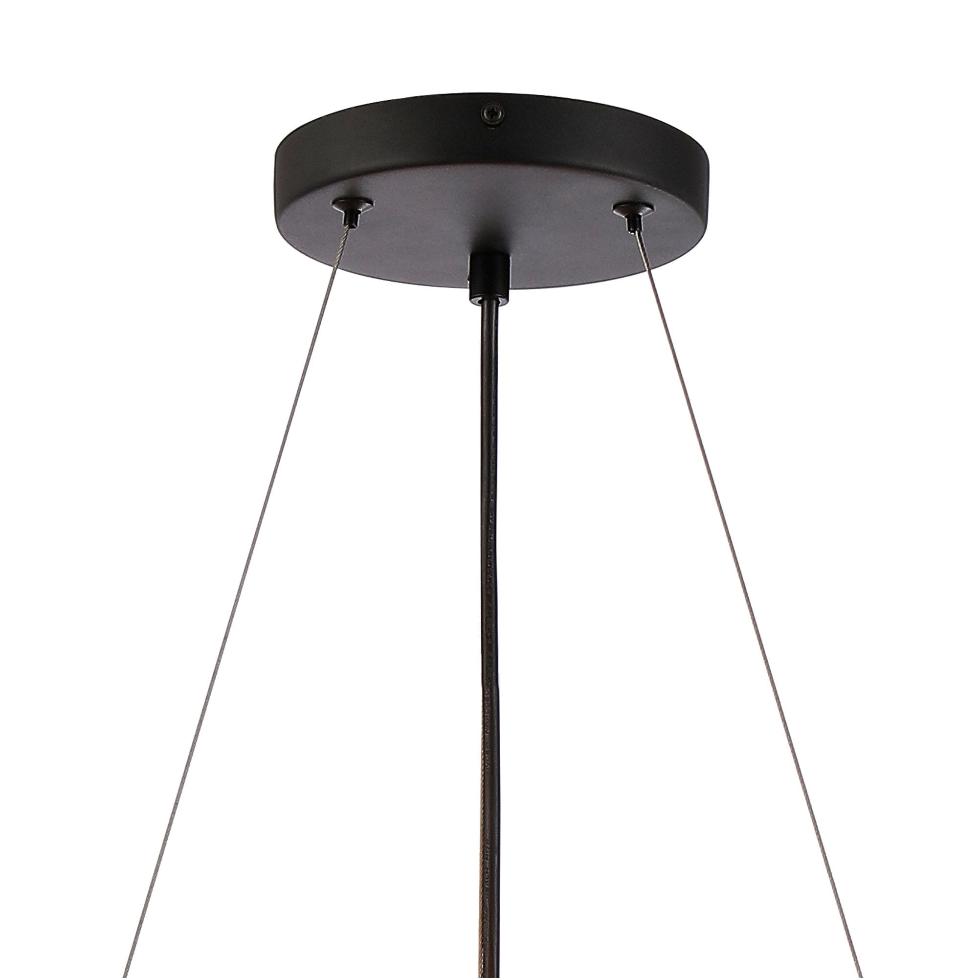 Fabula Farnley 18 Light Round Pendant - Satin Black & Amber Glass