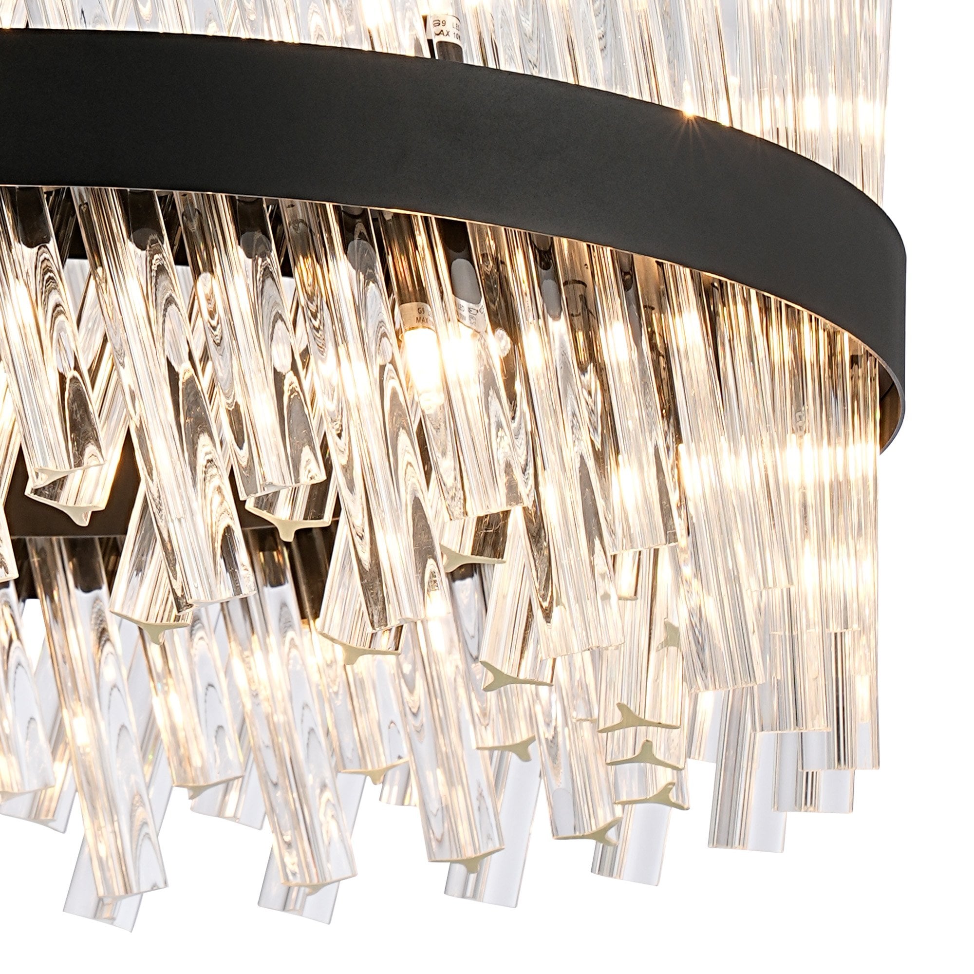 Fabula Farnley 18 Light Round Pendant - Satin Black & Clear Glass