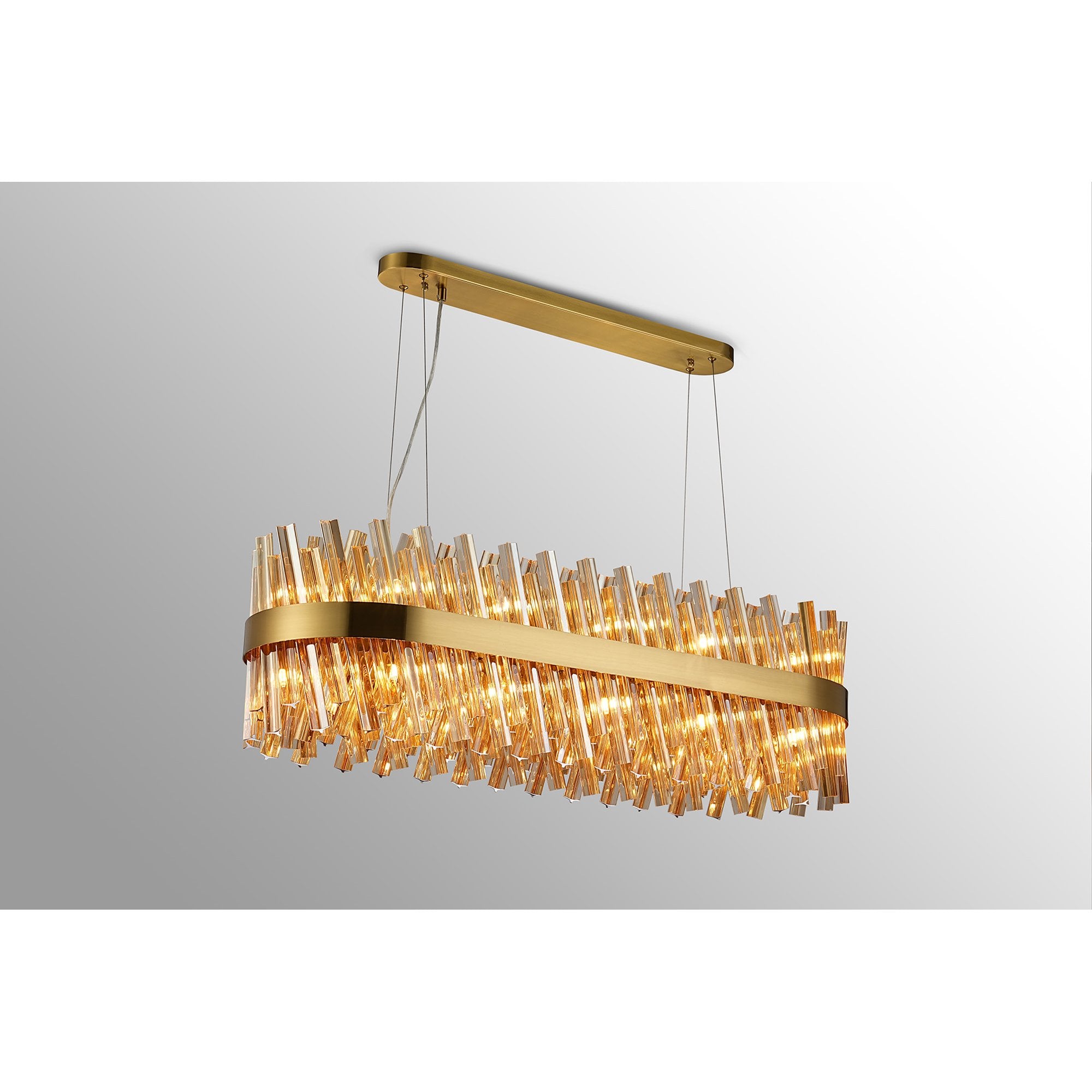 Fabula Farnley 24 Light Oblong Pendant - Brass & Amber Glass