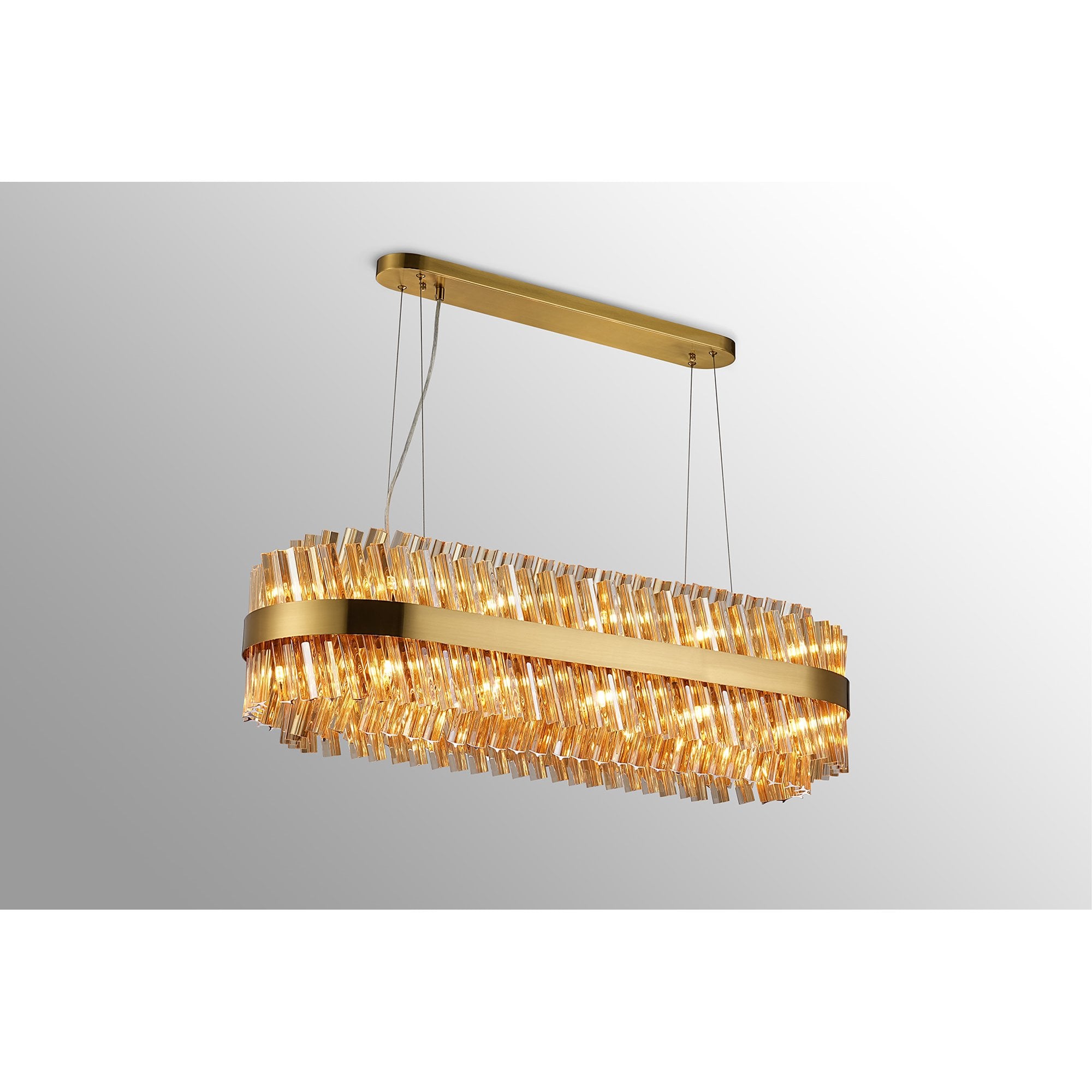 Fabula Farnley 24 Light Oblong Pendant - Brass & Amber Glass