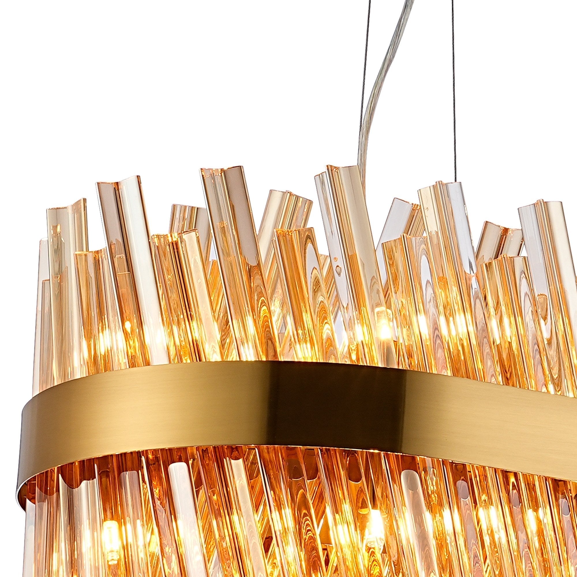 Fabula Farnley 24 Light Oblong Pendant - Brass & Amber Glass