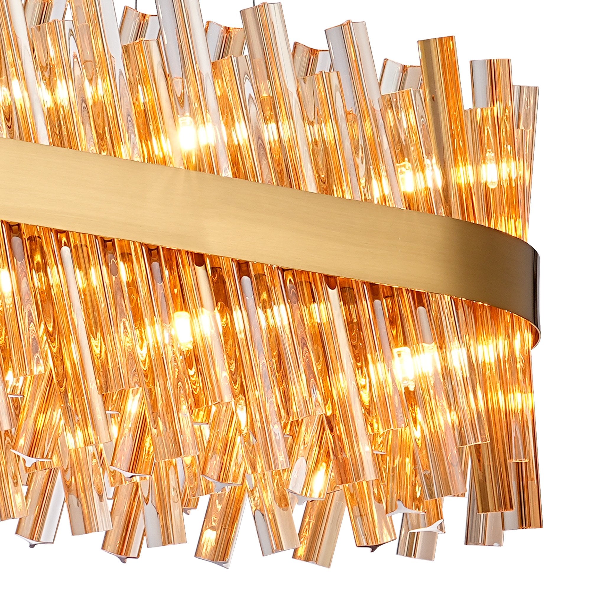 Fabula Farnley 24 Light Oblong Pendant - Brass & Amber Glass