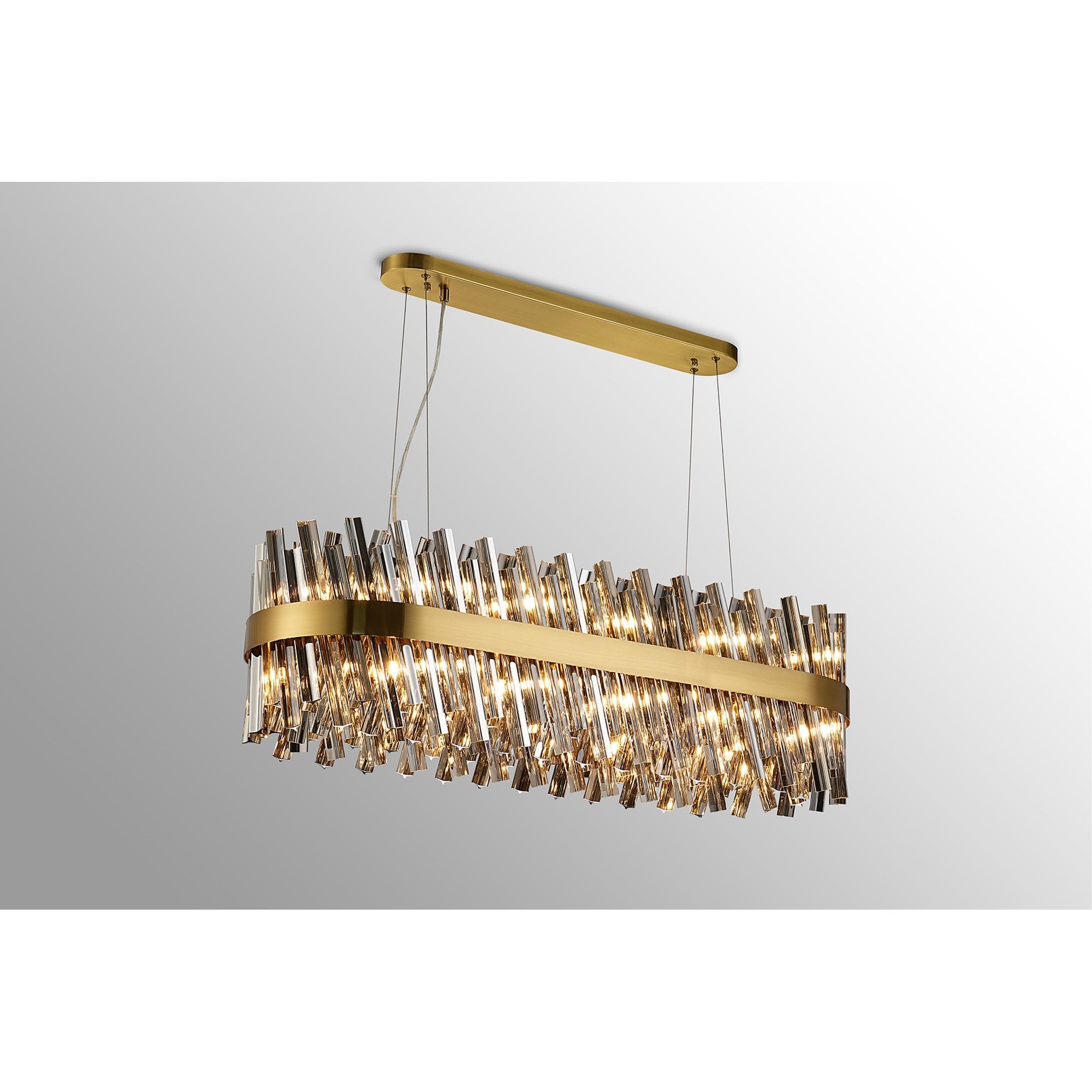 Fabula Farnley 24 Light Oblong Pendant - Brass & Smoked Glass