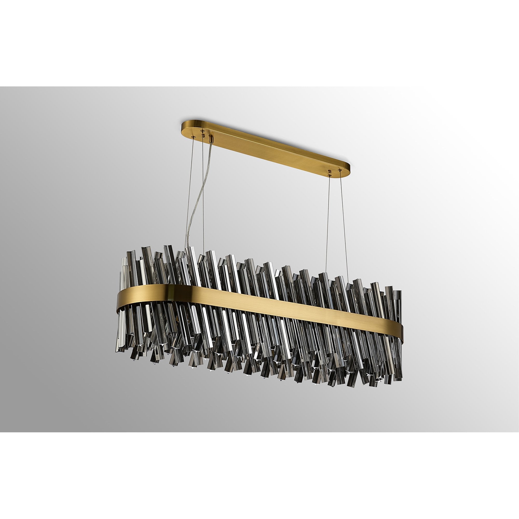 Fabula Farnley 24 Light Oblong Pendant - Brass & Smoked Glass