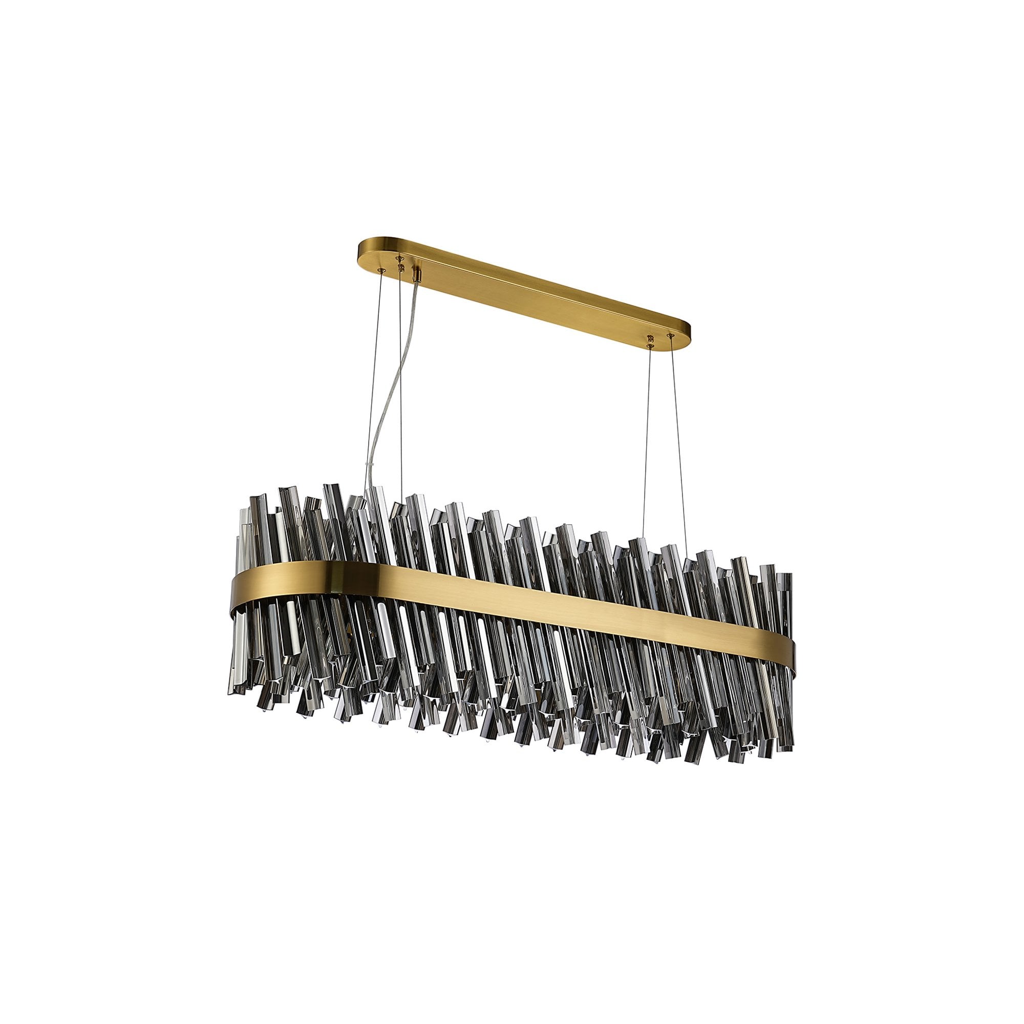 Fabula Farnley 24 Light Oblong Pendant - Brass & Smoked Glass