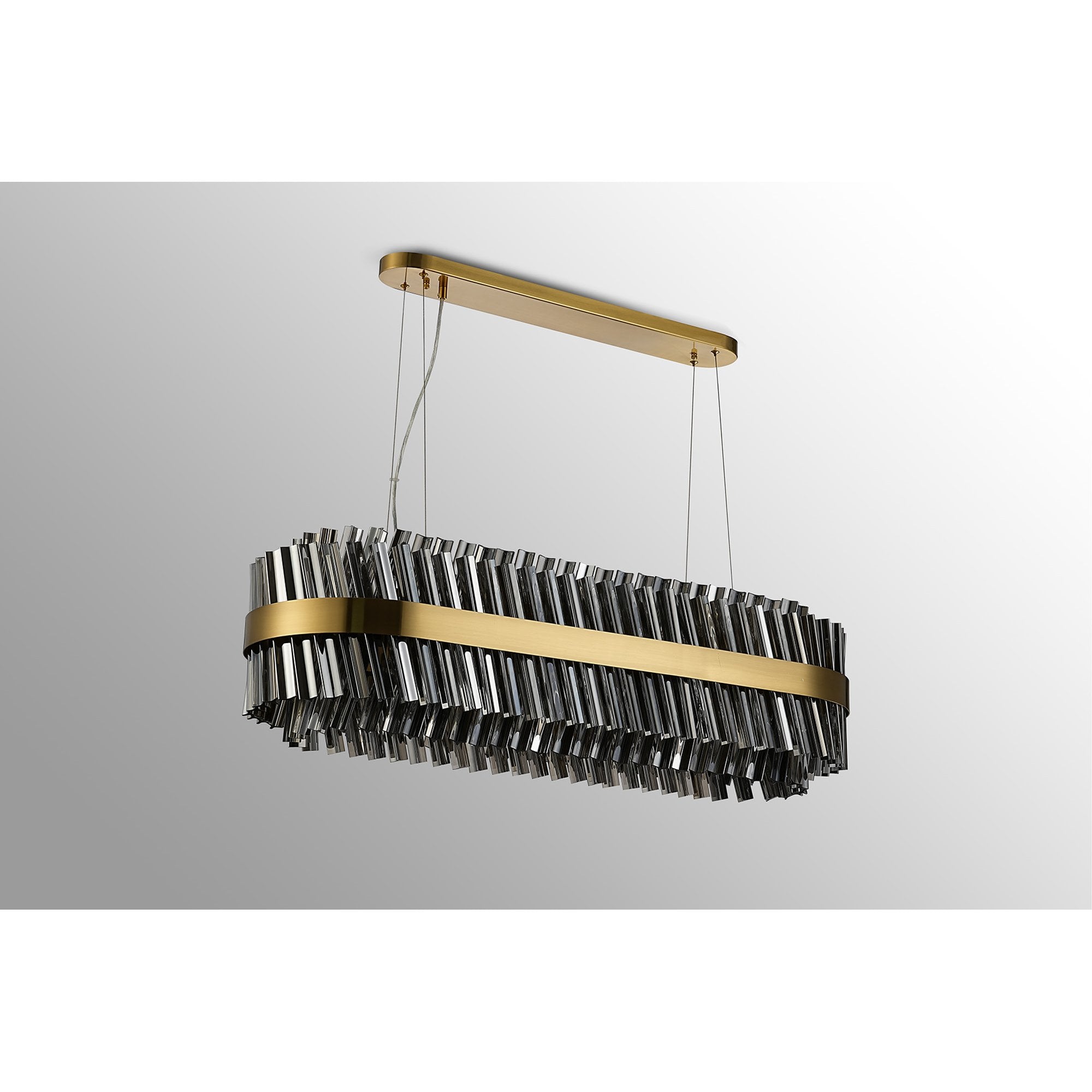 Fabula Farnley 24 Light Oblong Pendant - Brass & Smoked Glass