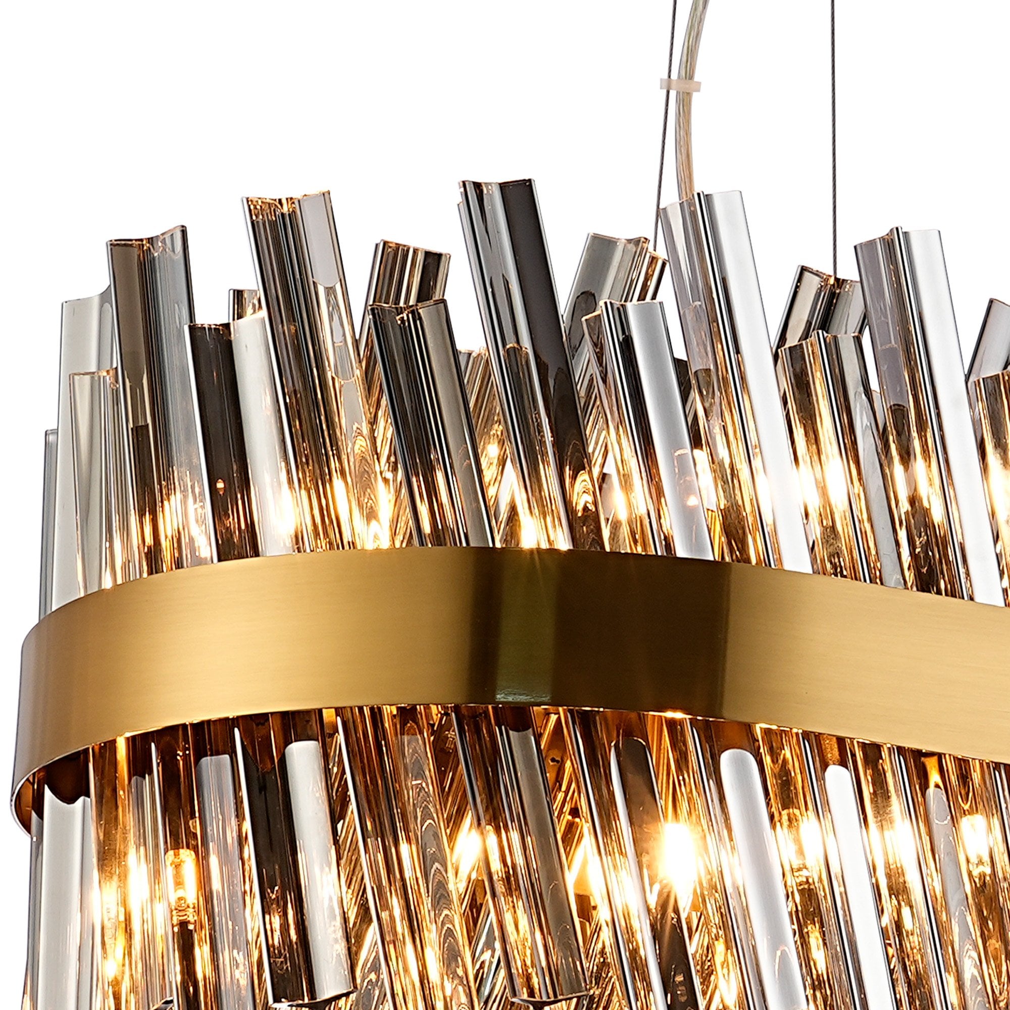 Fabula Farnley 24 Light Oblong Pendant - Brass & Smoked Glass