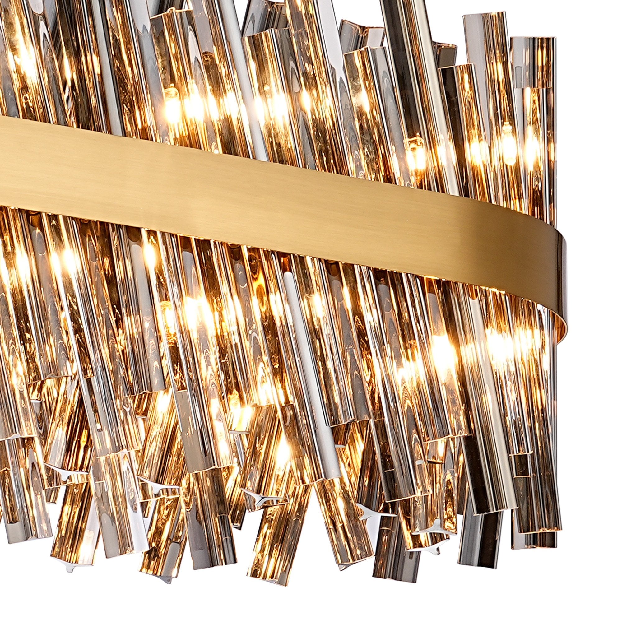 Fabula Farnley 24 Light Oblong Pendant - Brass & Smoked Glass