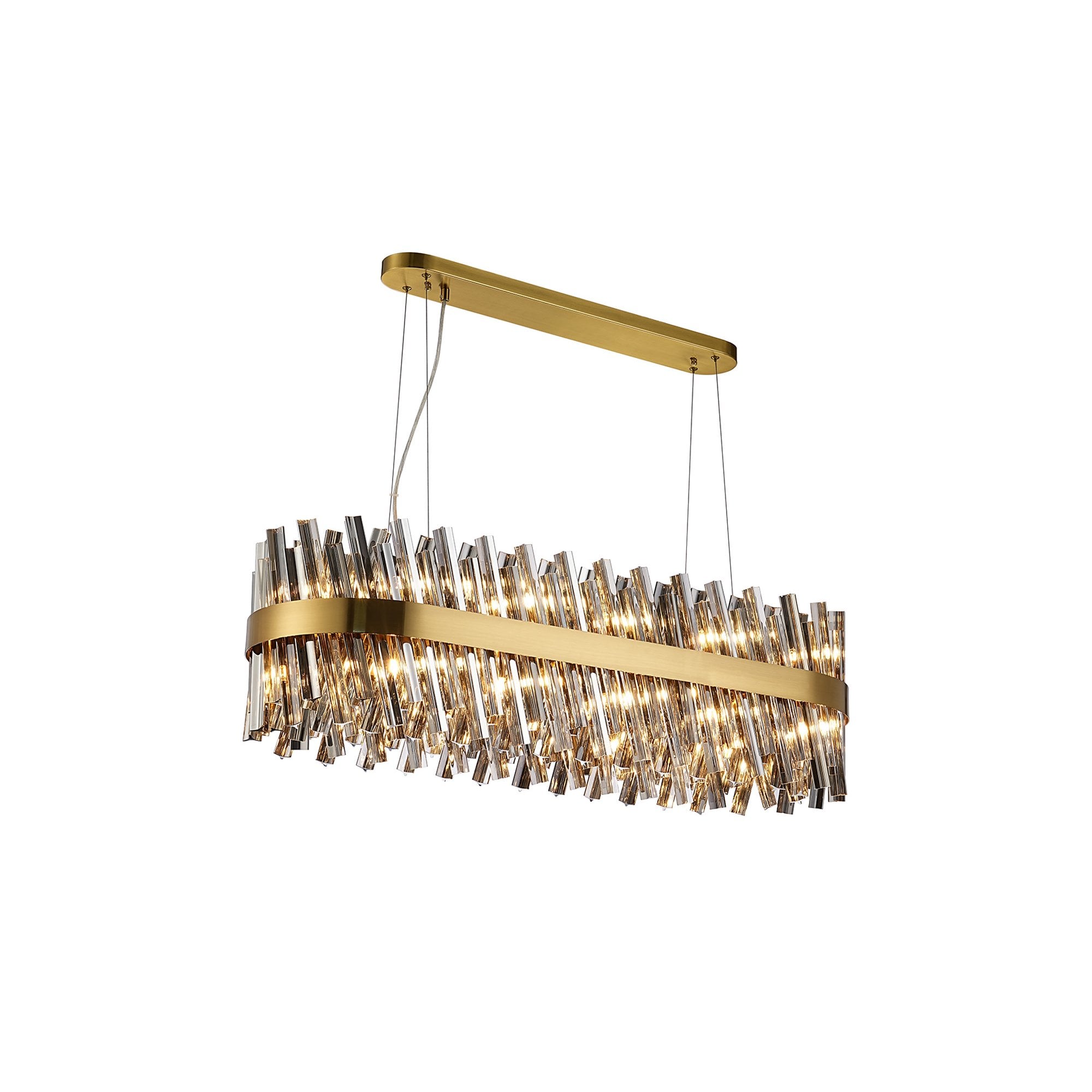 Fabula Farnley 24 Light Oblong Pendant - Brass & Smoked Glass
