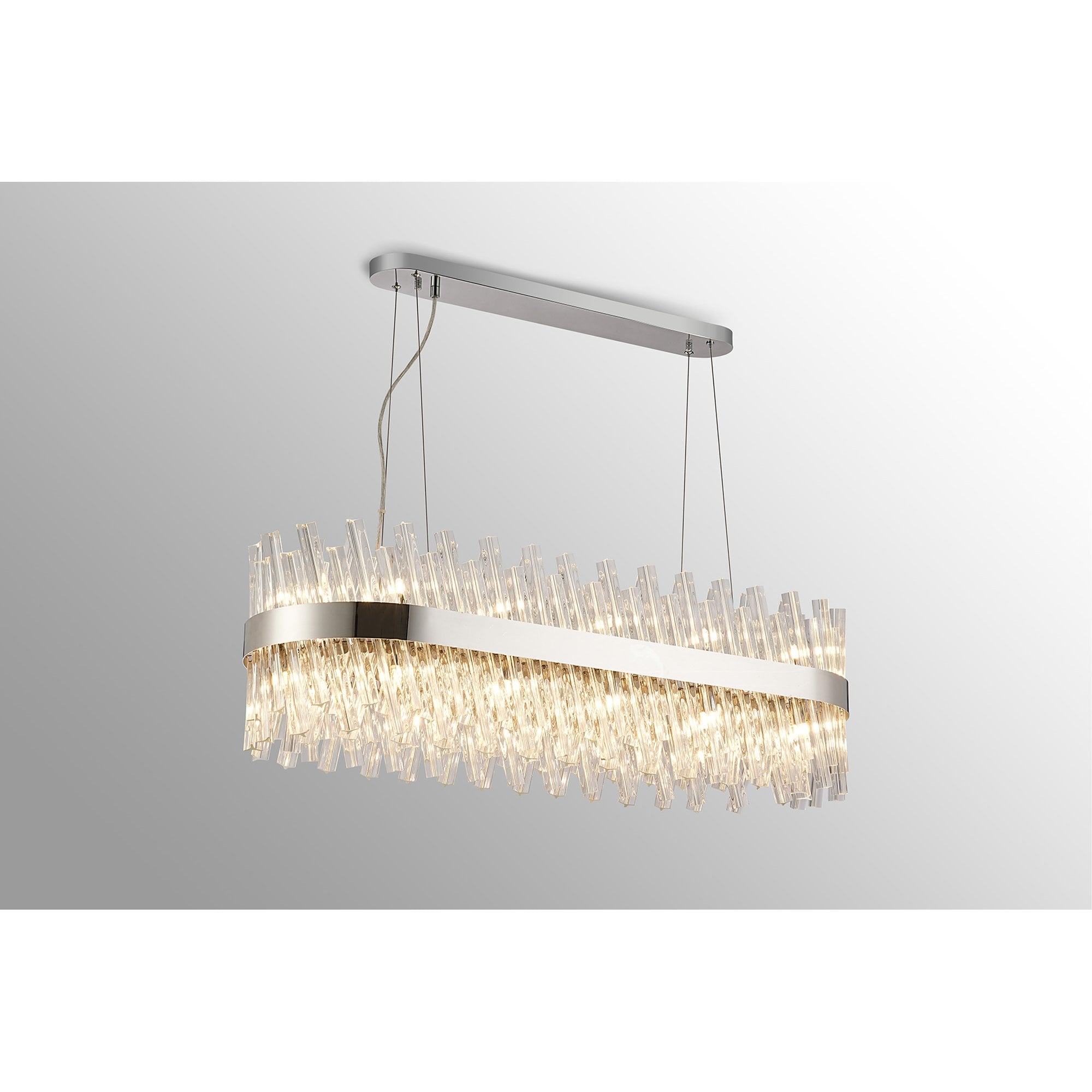 Fabula Farnley 24 Light Oblong Pendant - Polished Nickel & Clear Glass