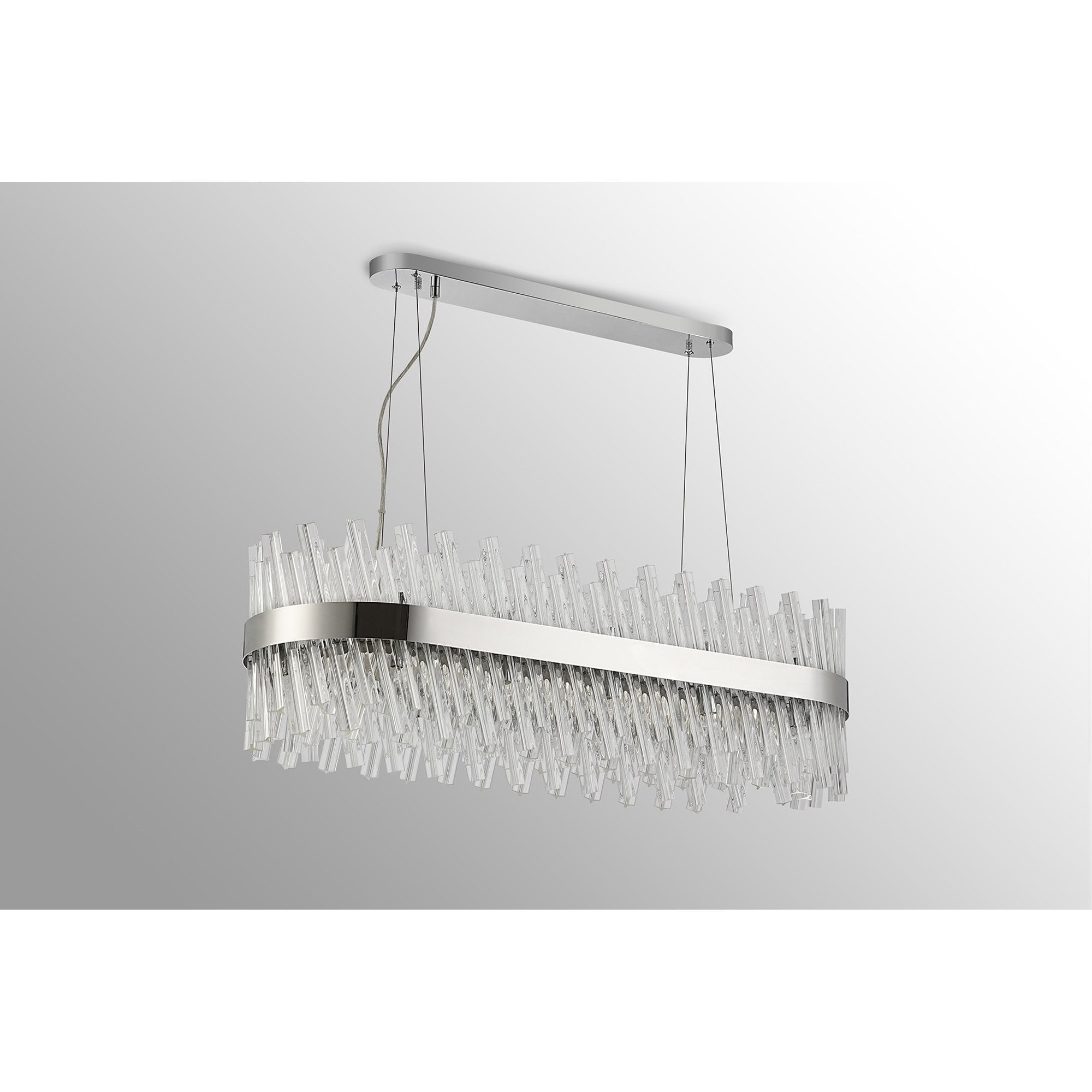 Fabula Farnley 24 Light Oblong Pendant - Polished Nickel & Clear Glass