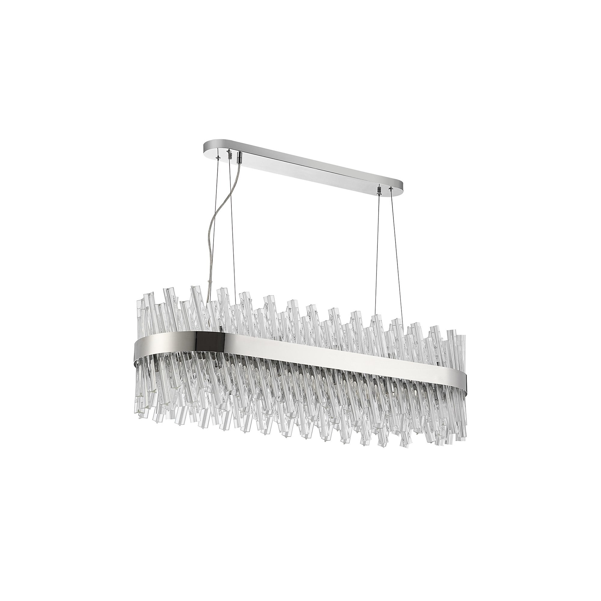Fabula Farnley 24 Light Oblong Pendant - Polished Nickel & Clear Glass