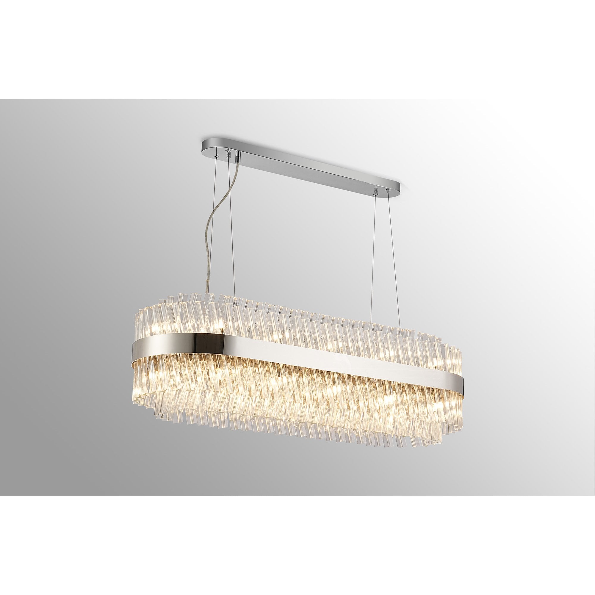 Fabula Farnley 24 Light Oblong Pendant - Polished Nickel & Clear Glass
