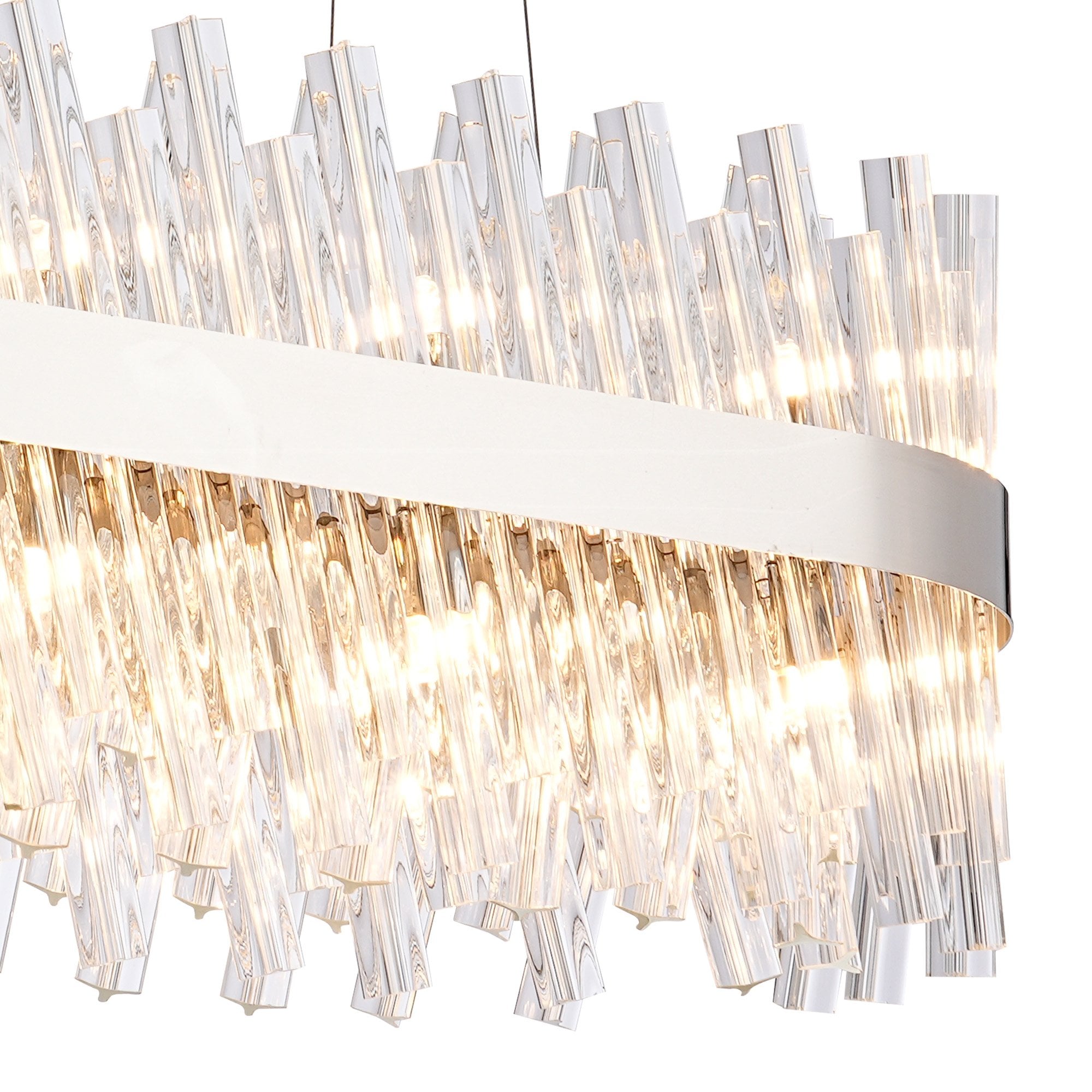 Fabula Farnley 24 Light Oblong Pendant - Polished Nickel & Clear Glass