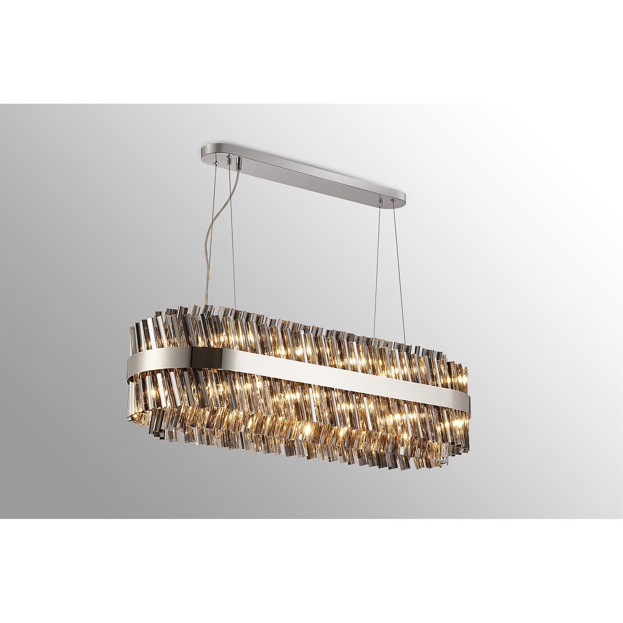 Fabula Farnley 24 Light Oblong Pendant - Polished Nickel & Smoked Glass