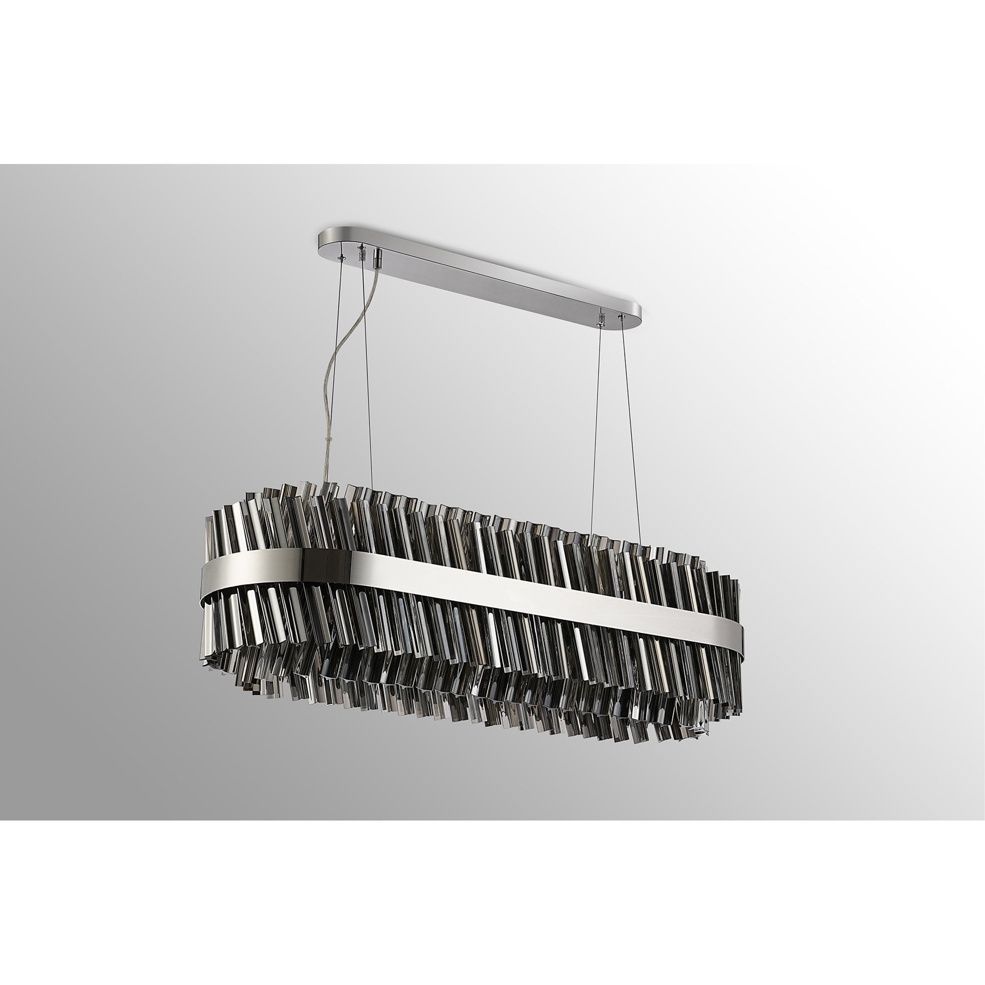 Fabula Farnley 24 Light Oblong Pendant - Polished Nickel & Smoked Glass