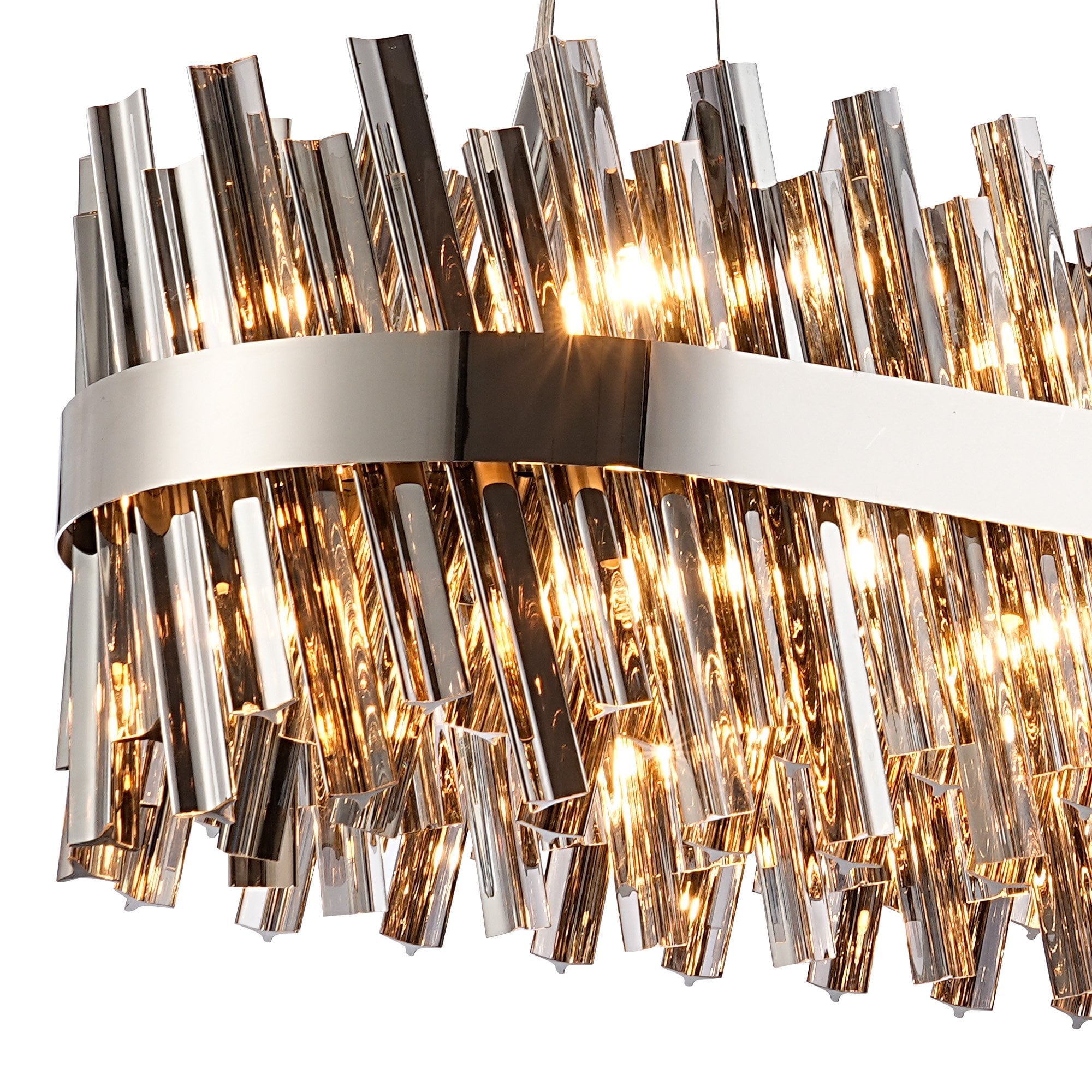 Fabula Farnley 24 Light Oblong Pendant - Polished Nickel & Smoked Glass