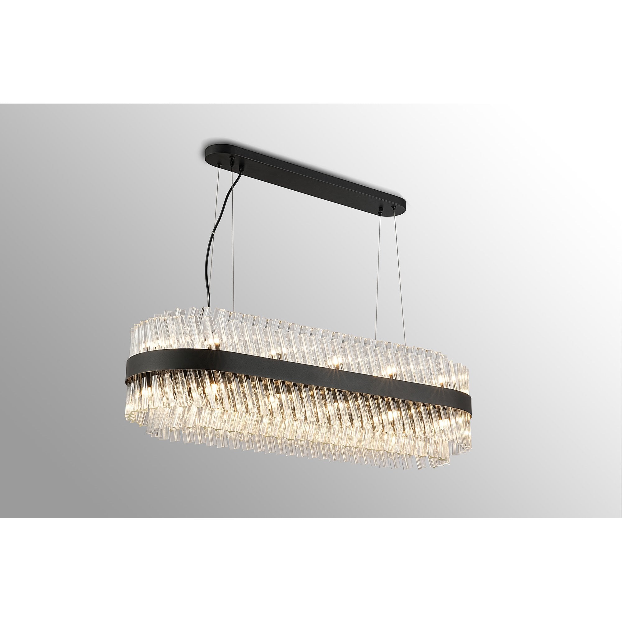 Fabula Farnley 24 Light Oblong Pendant - Satin Black & Clear Glass