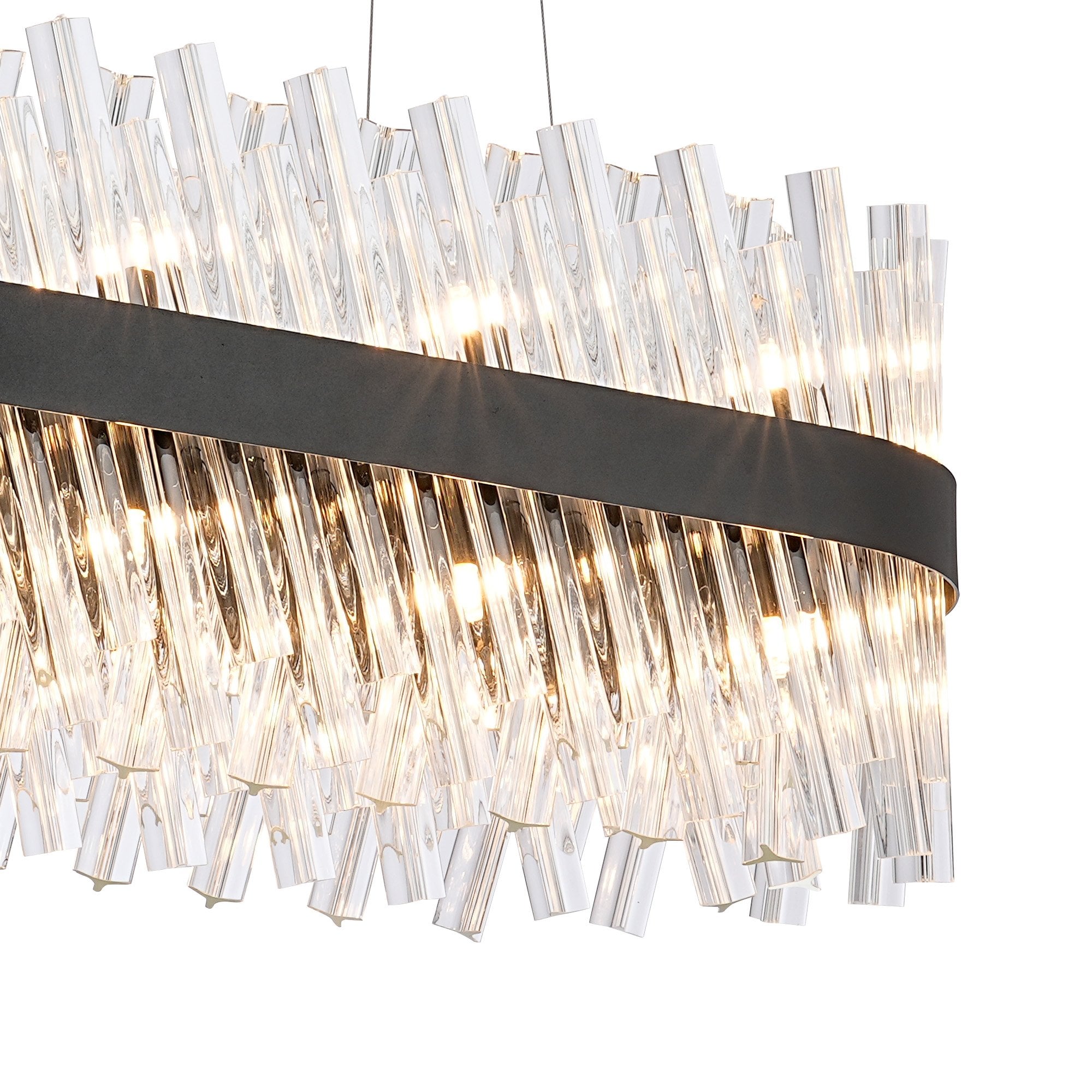 Fabula Farnley 24 Light Oblong Pendant - Satin Black & Clear Glass
