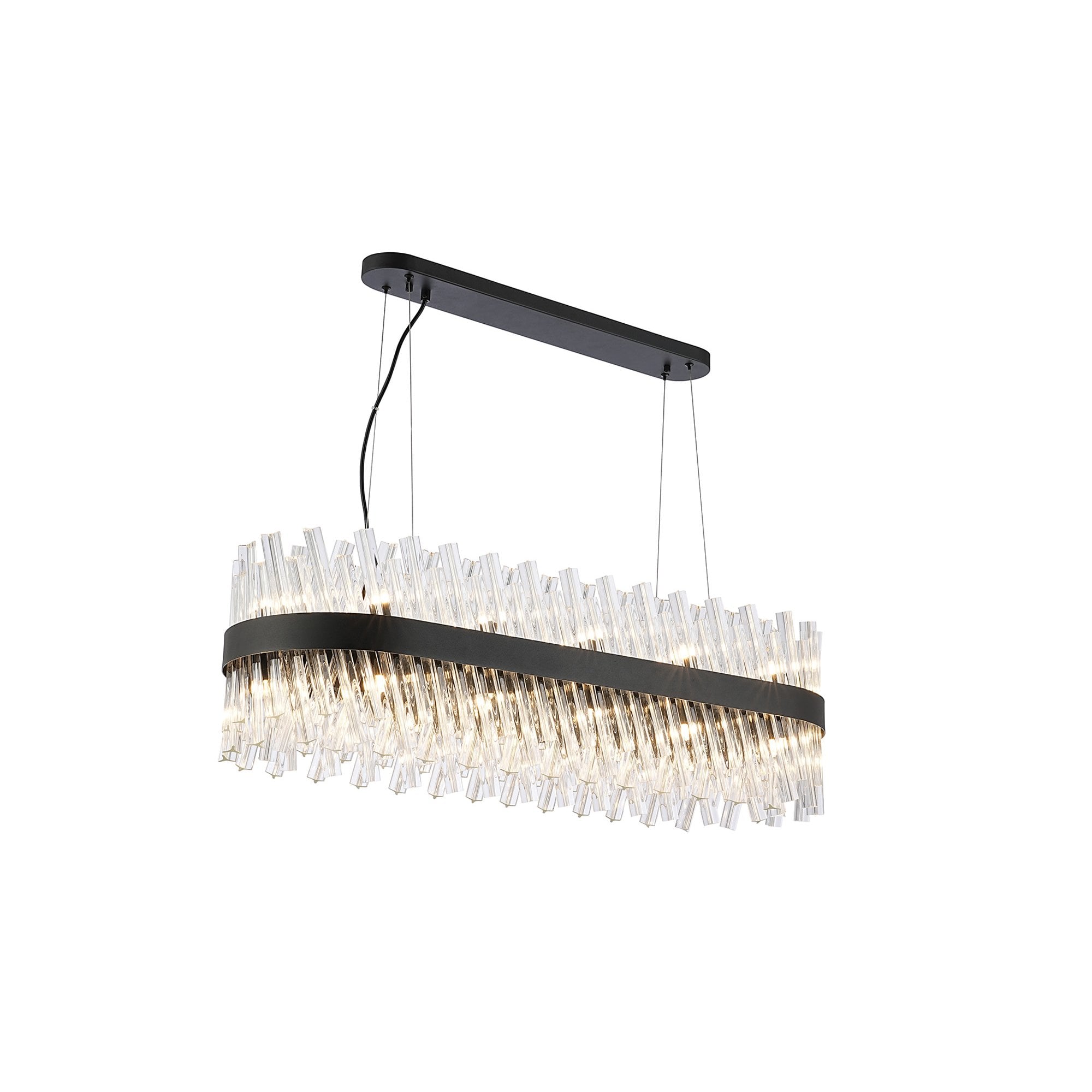 Fabula Farnley 24 Light Oblong Pendant - Satin Black & Clear Glass