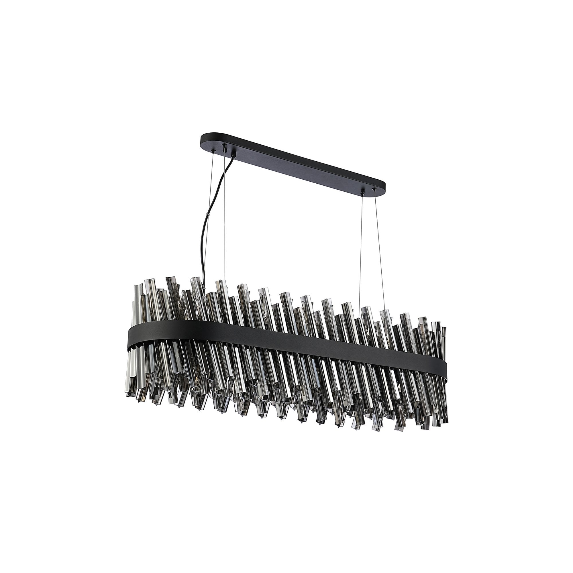 Fabula Farnley 24 Light Oblong Pendant - Satin Black & Smoked Glass