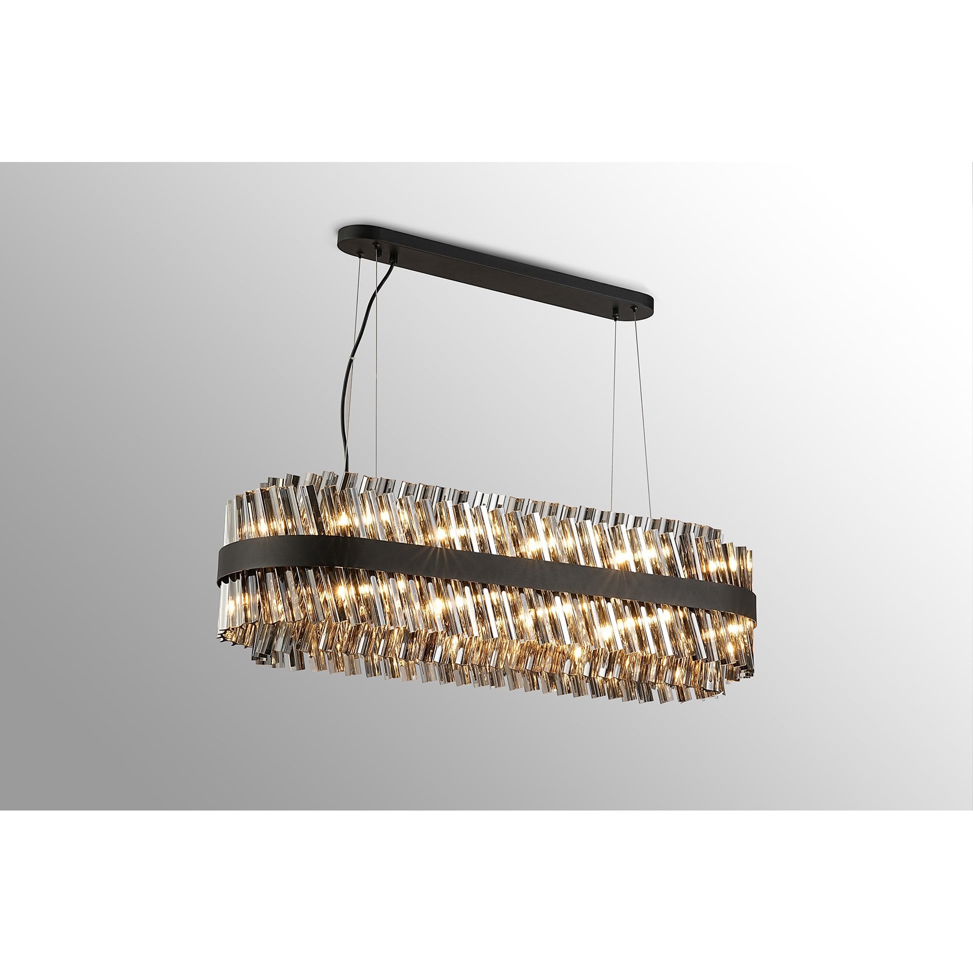 Fabula Farnley 24 Light Oblong Pendant - Satin Black & Smoked Glass