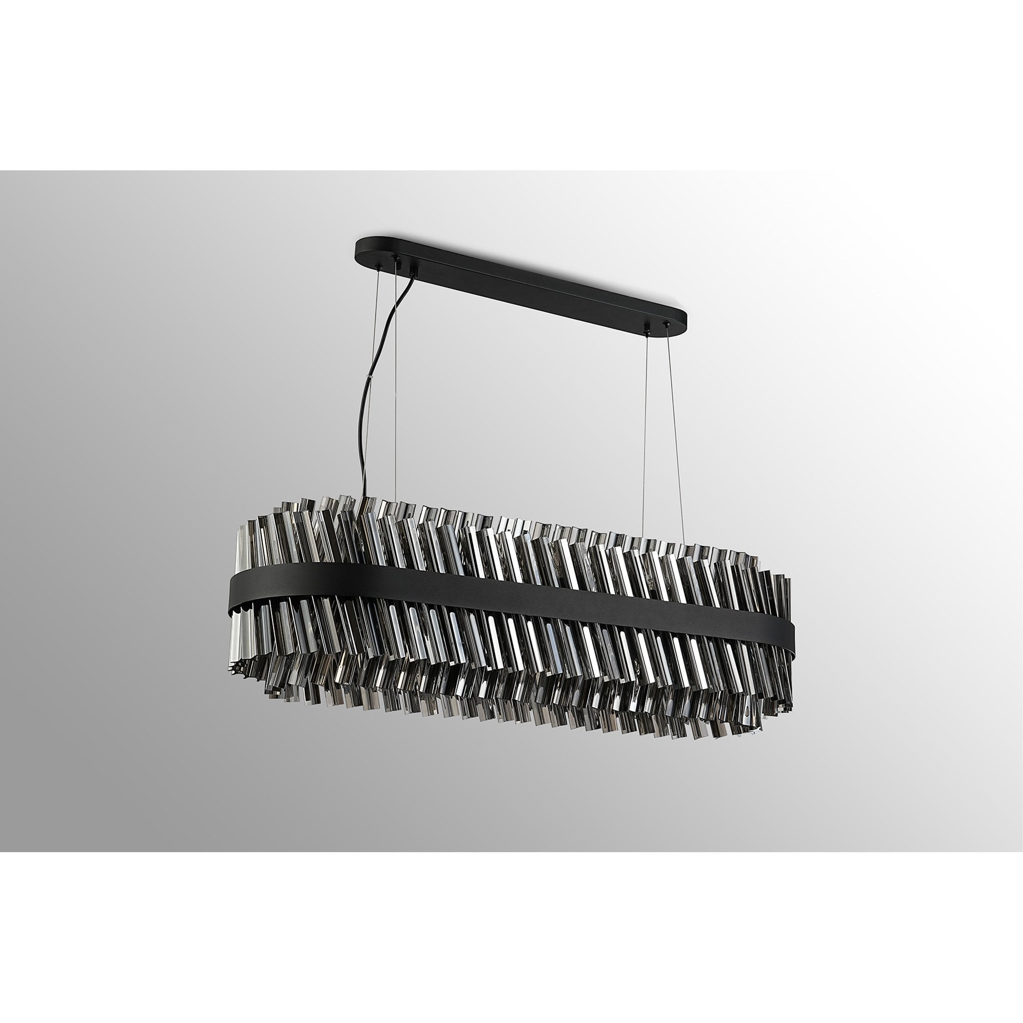 Fabula Farnley 24 Light Oblong Pendant - Satin Black & Smoked Glass