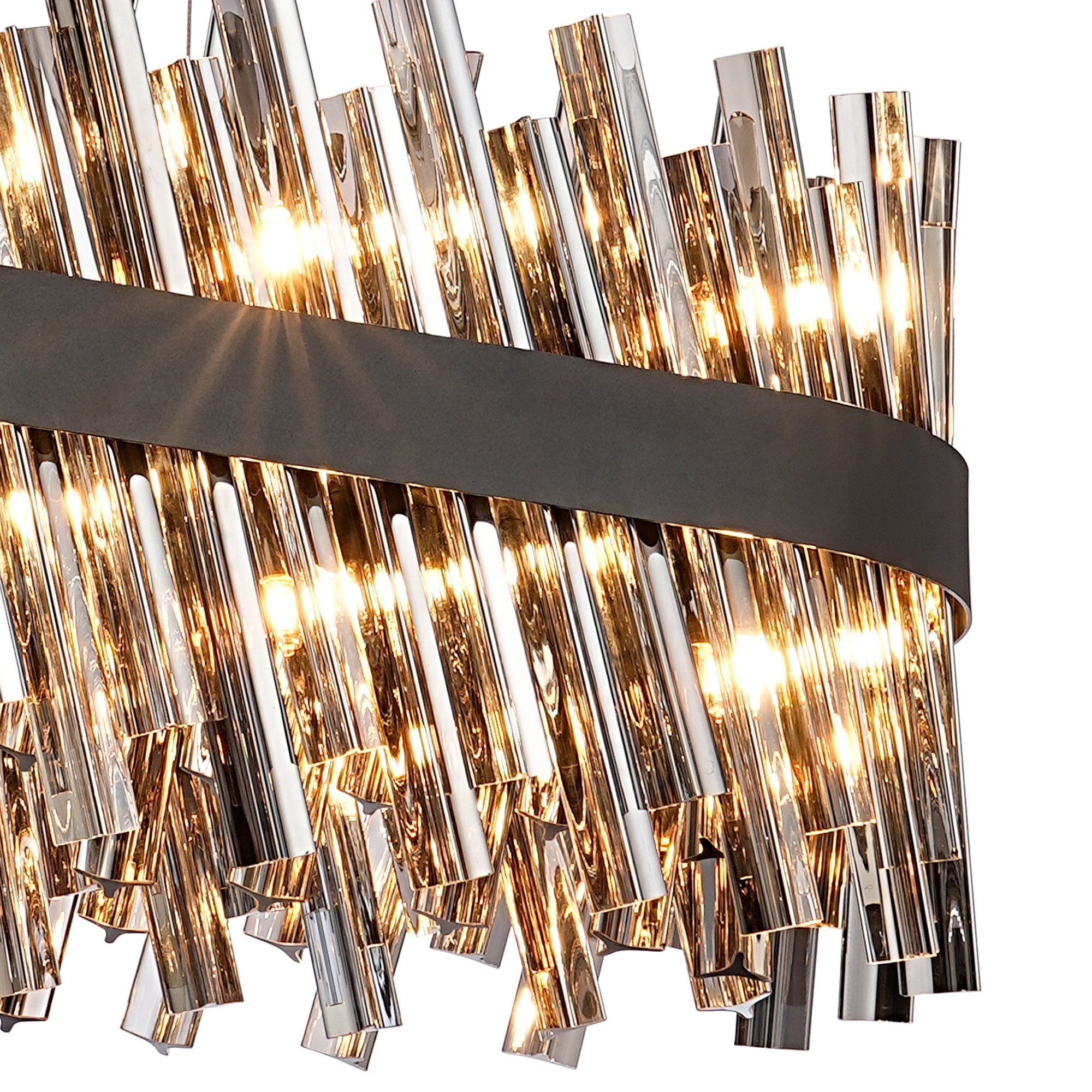 Fabula Farnley 24 Light Oblong Pendant - Satin Black & Smoked Glass