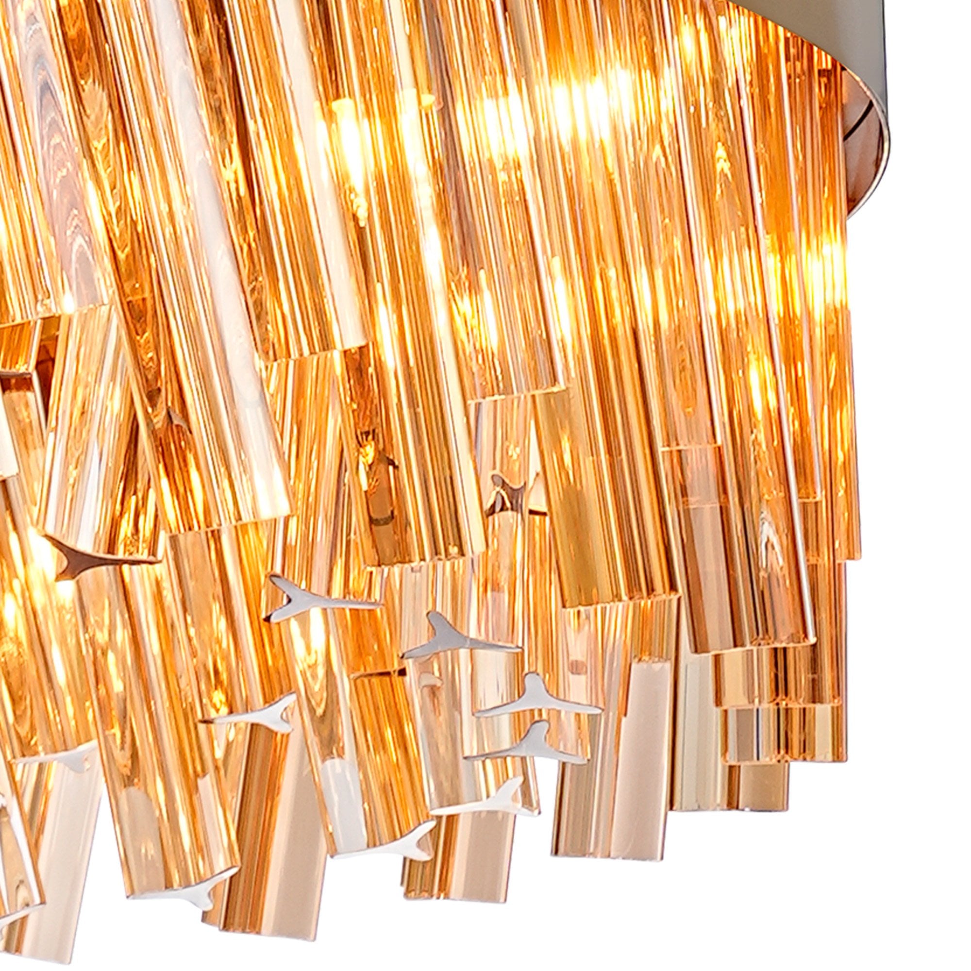 Fabula Farnley 24 Light Round Pendant - Brass & Amber Glass