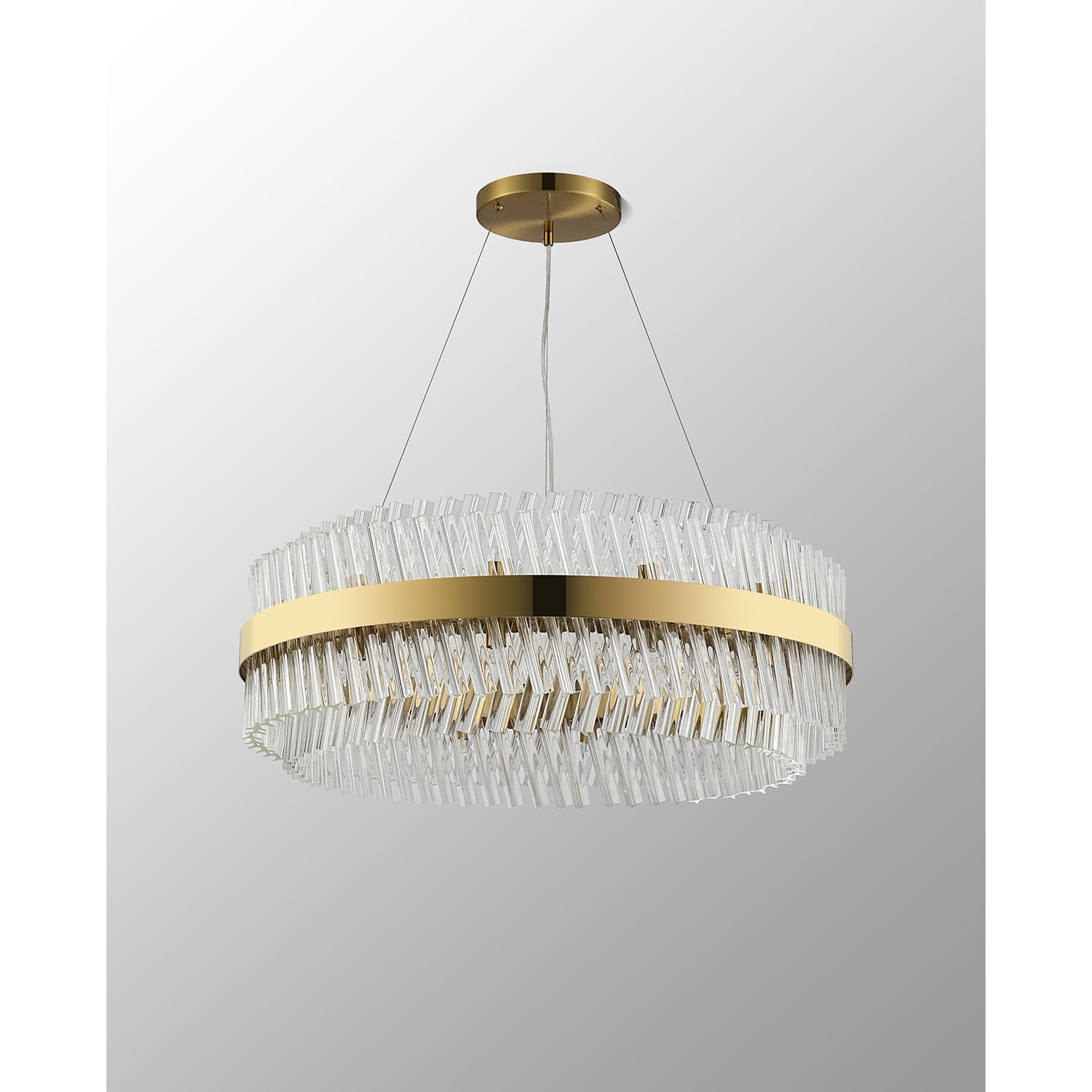 Fabula Farnley 24 Light Round Pendant - Brass & Clear Glass
