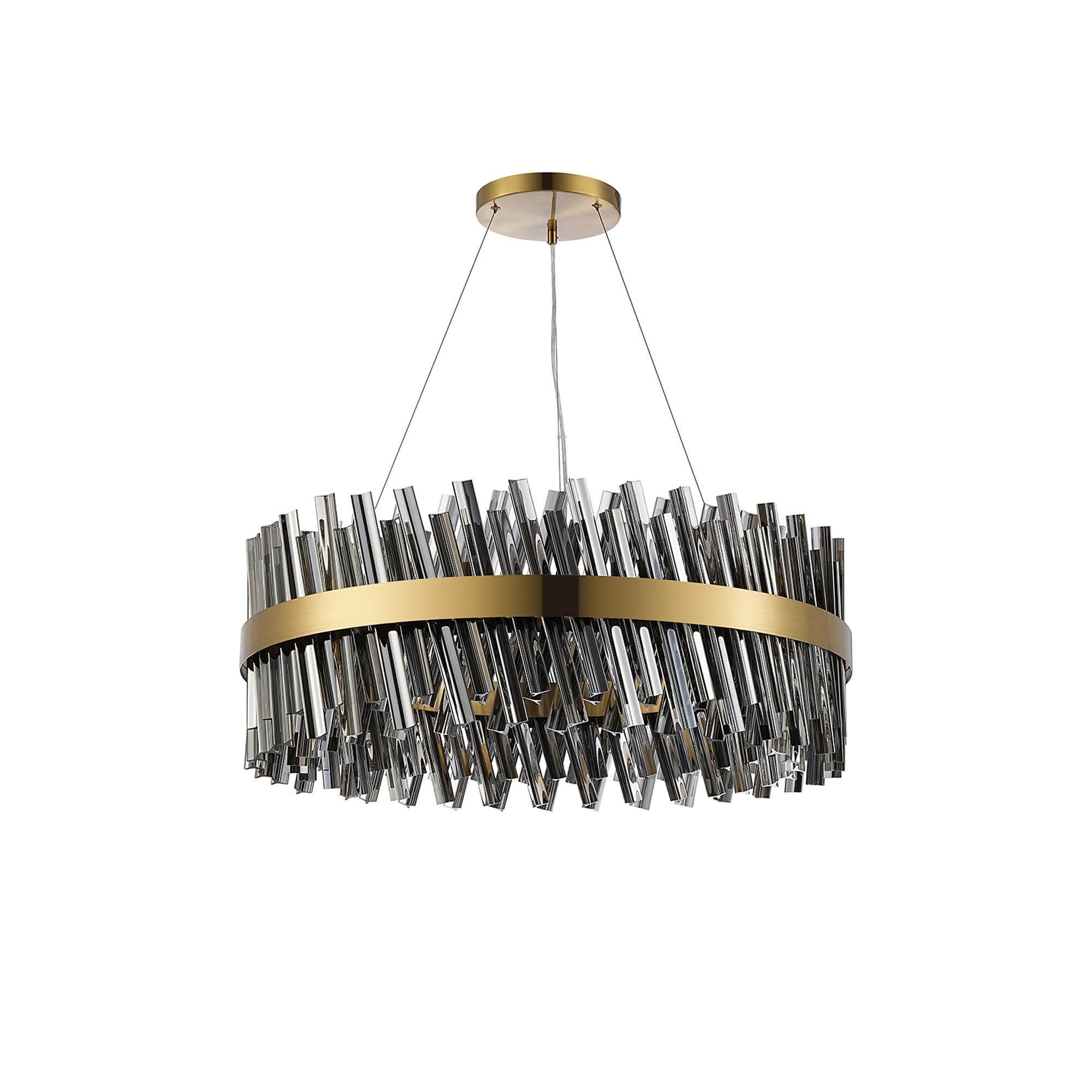 Fabula Farnley 24 Light Round Pendant - Brass & Smoked Glass