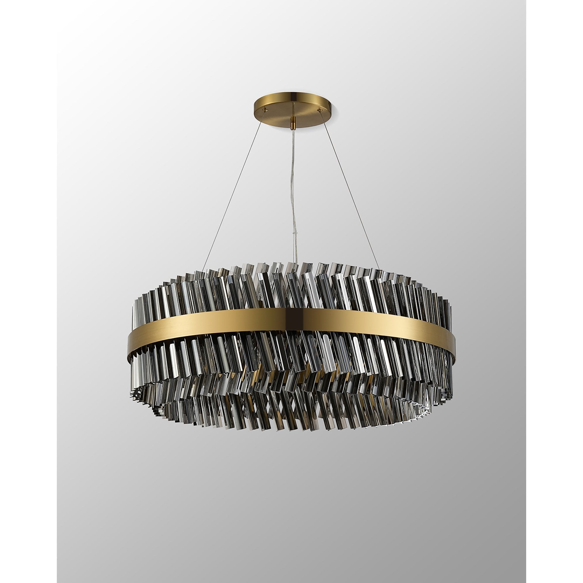 Fabula Farnley 24 Light Round Pendant - Brass & Smoked Glass