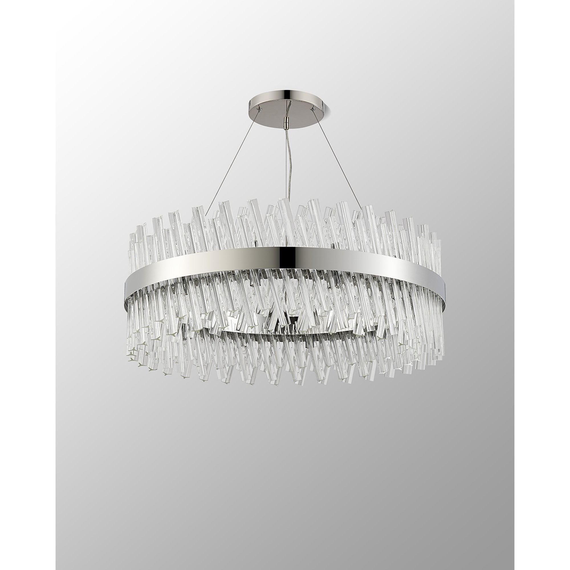 Fabula Farnley 24 Light Round Pendant - Polished Nickel & Clear Glass
