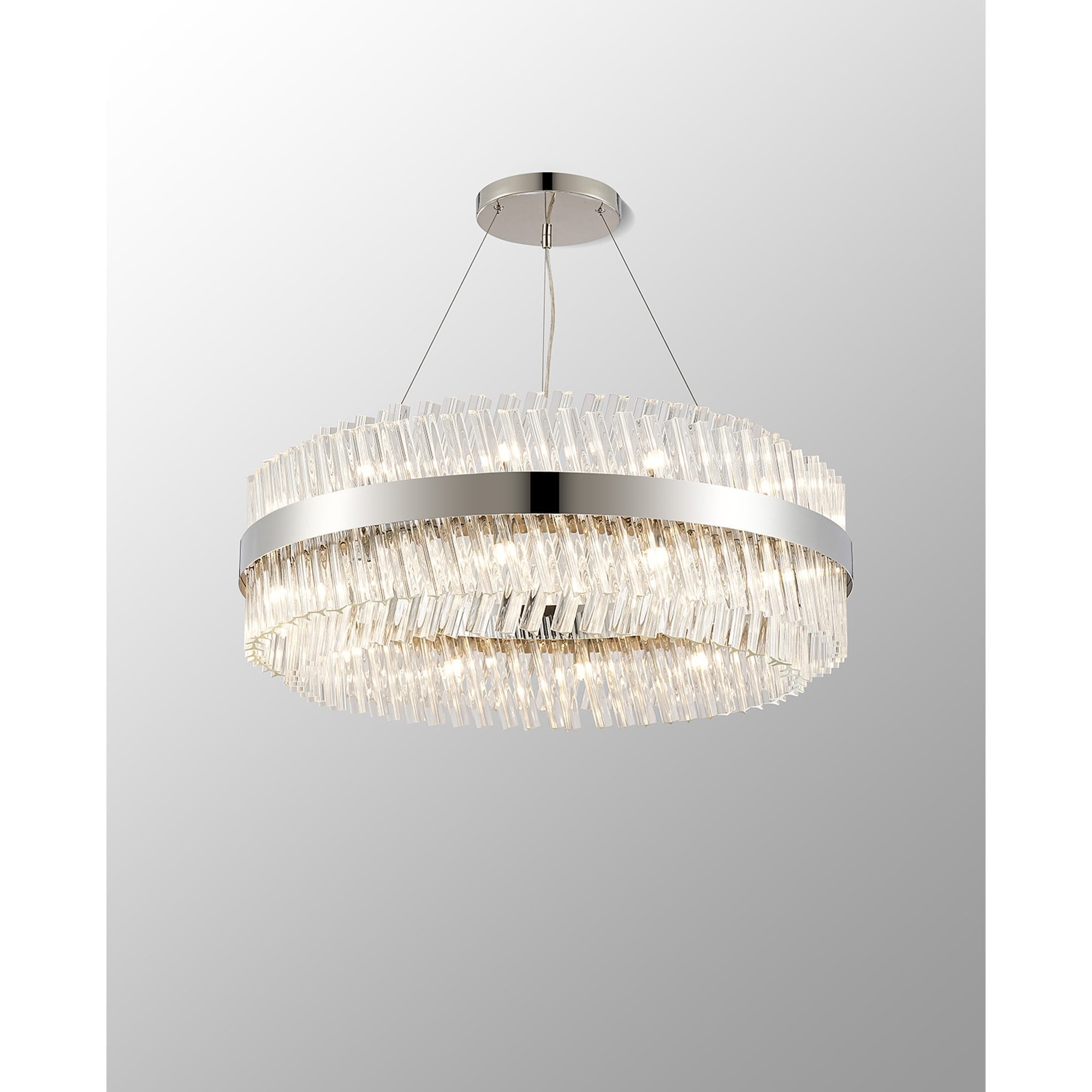 Fabula Farnley 24 Light Round Pendant - Polished Nickel & Clear Glass