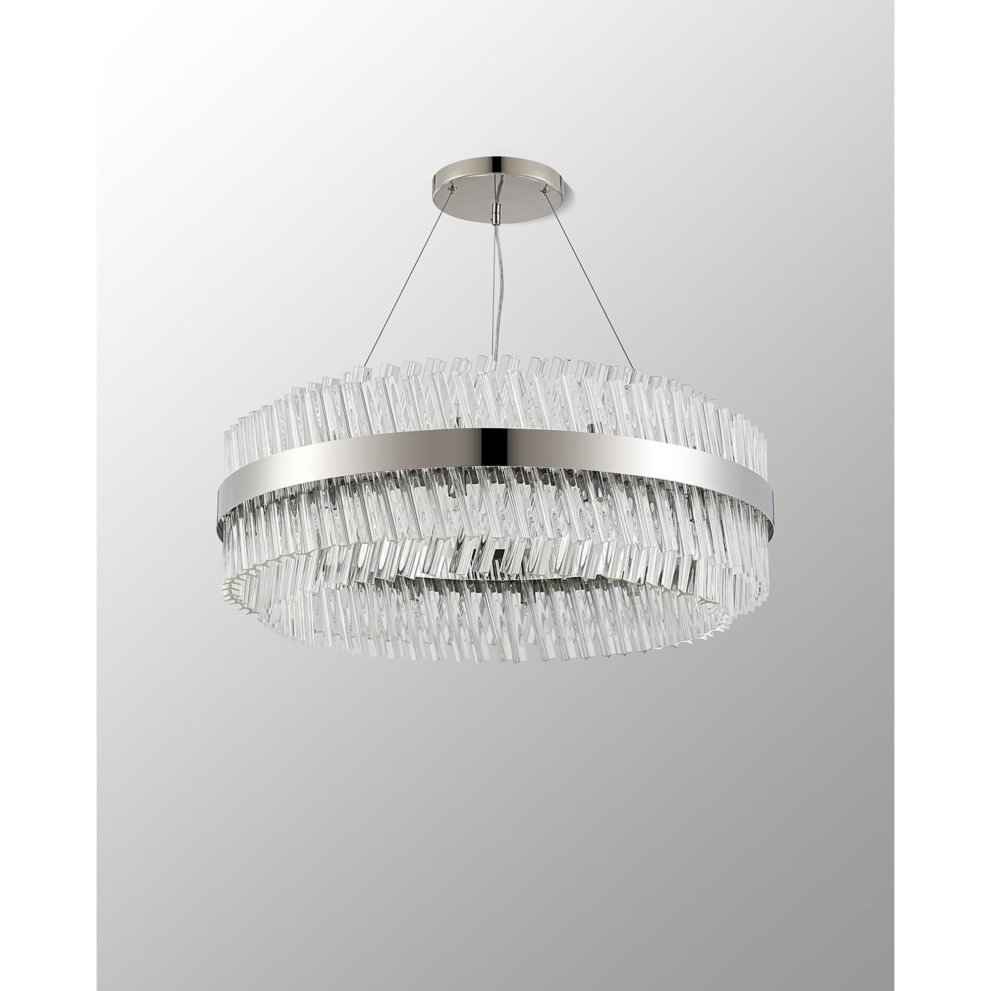 Fabula Farnley 24 Light Round Pendant - Polished Nickel & Clear Glass