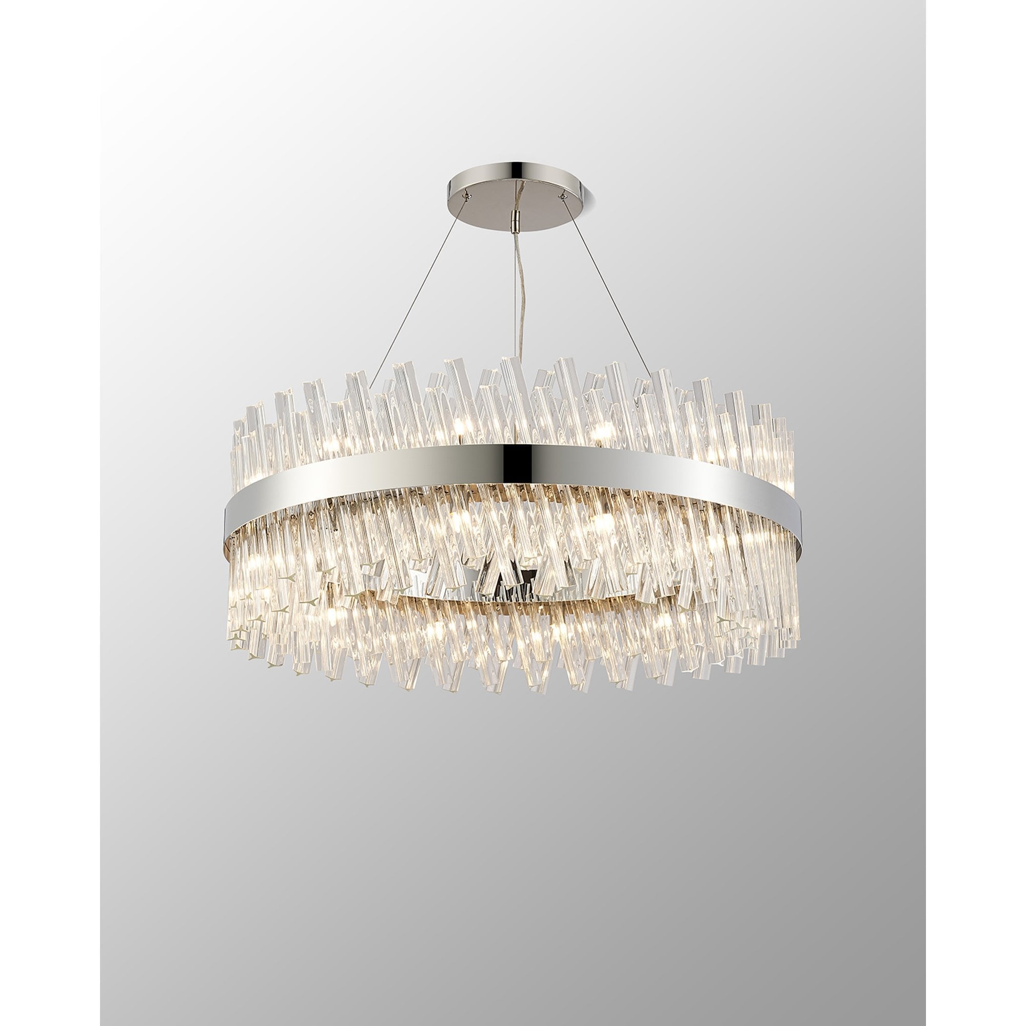 Fabula Farnley 24 Light Round Pendant - Polished Nickel & Clear Glass