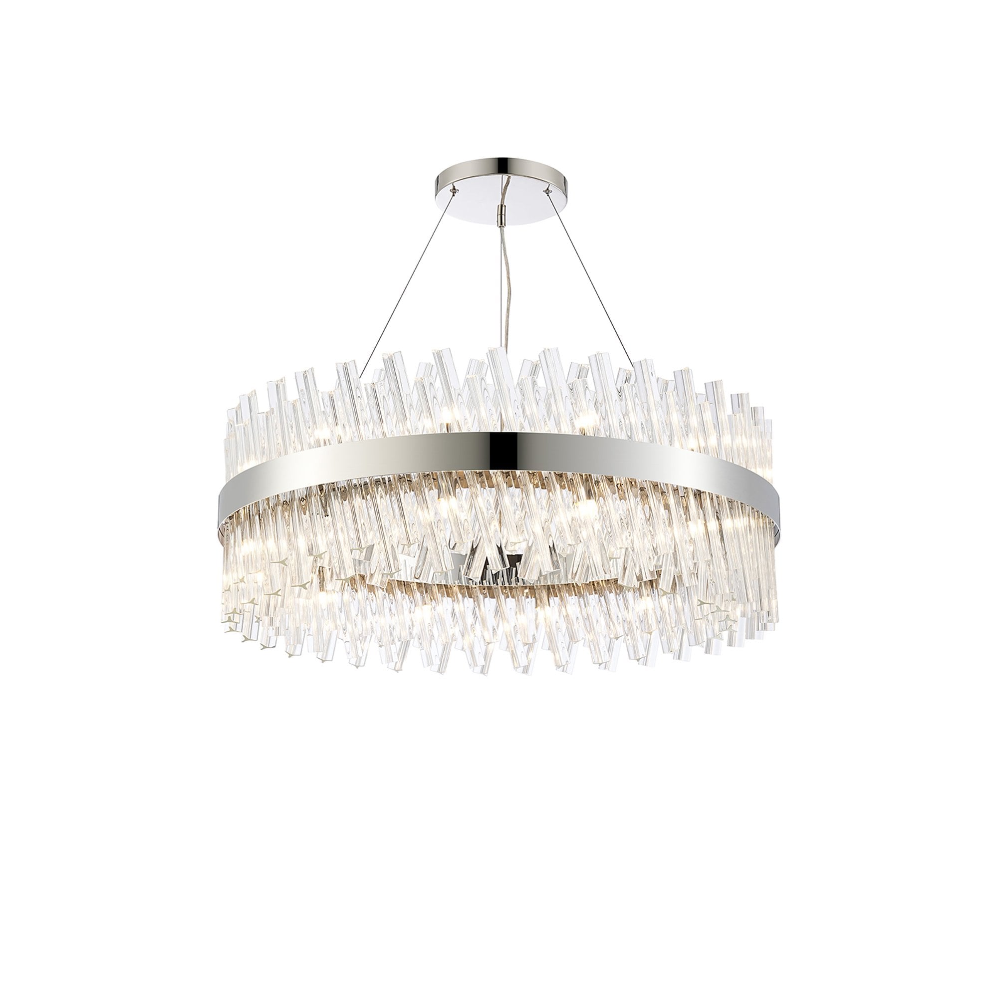 Fabula Farnley 24 Light Round Pendant - Polished Nickel & Clear Glass