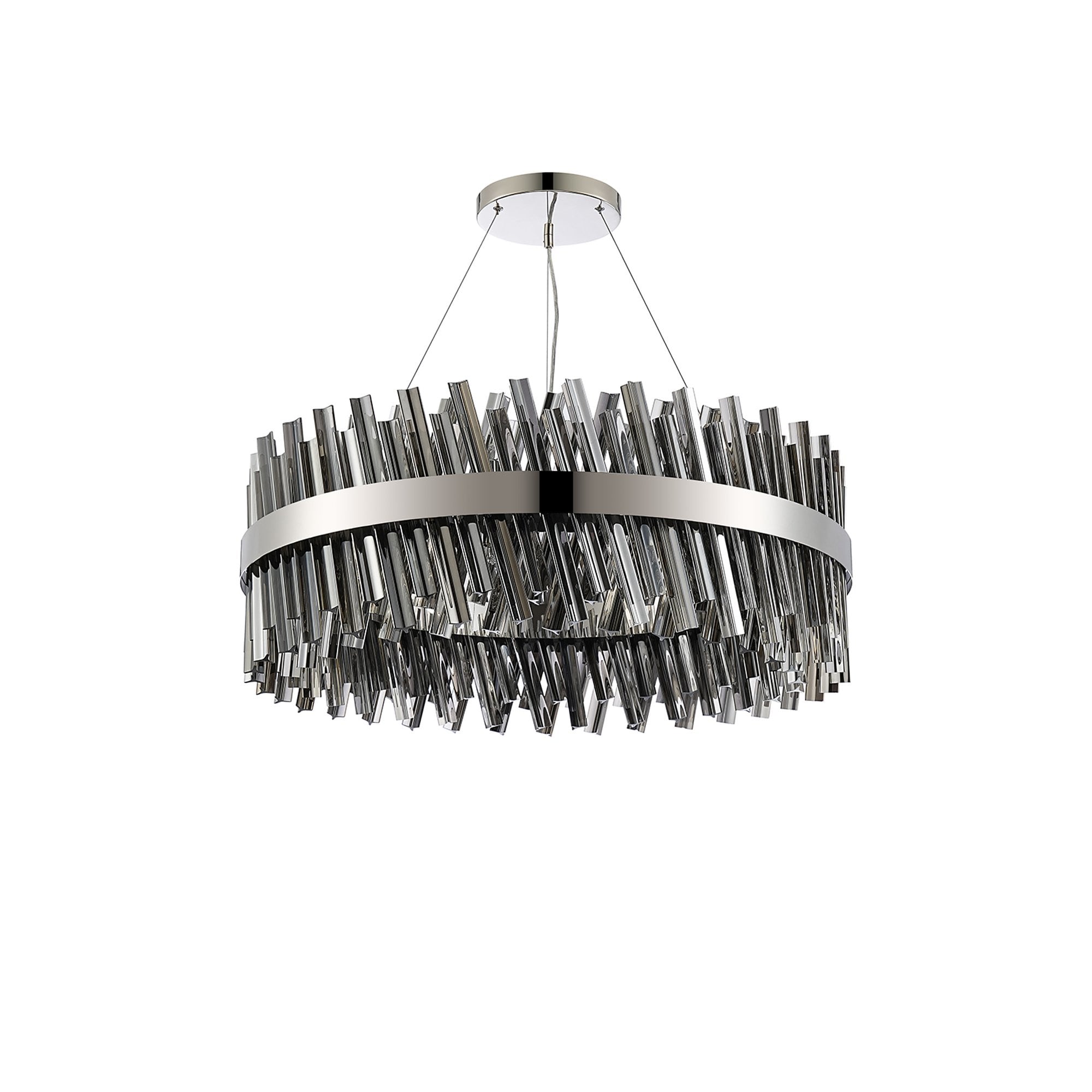 Fabula Farnley 24 Light Round Pendant - Polished Nickel & Smoked Glass