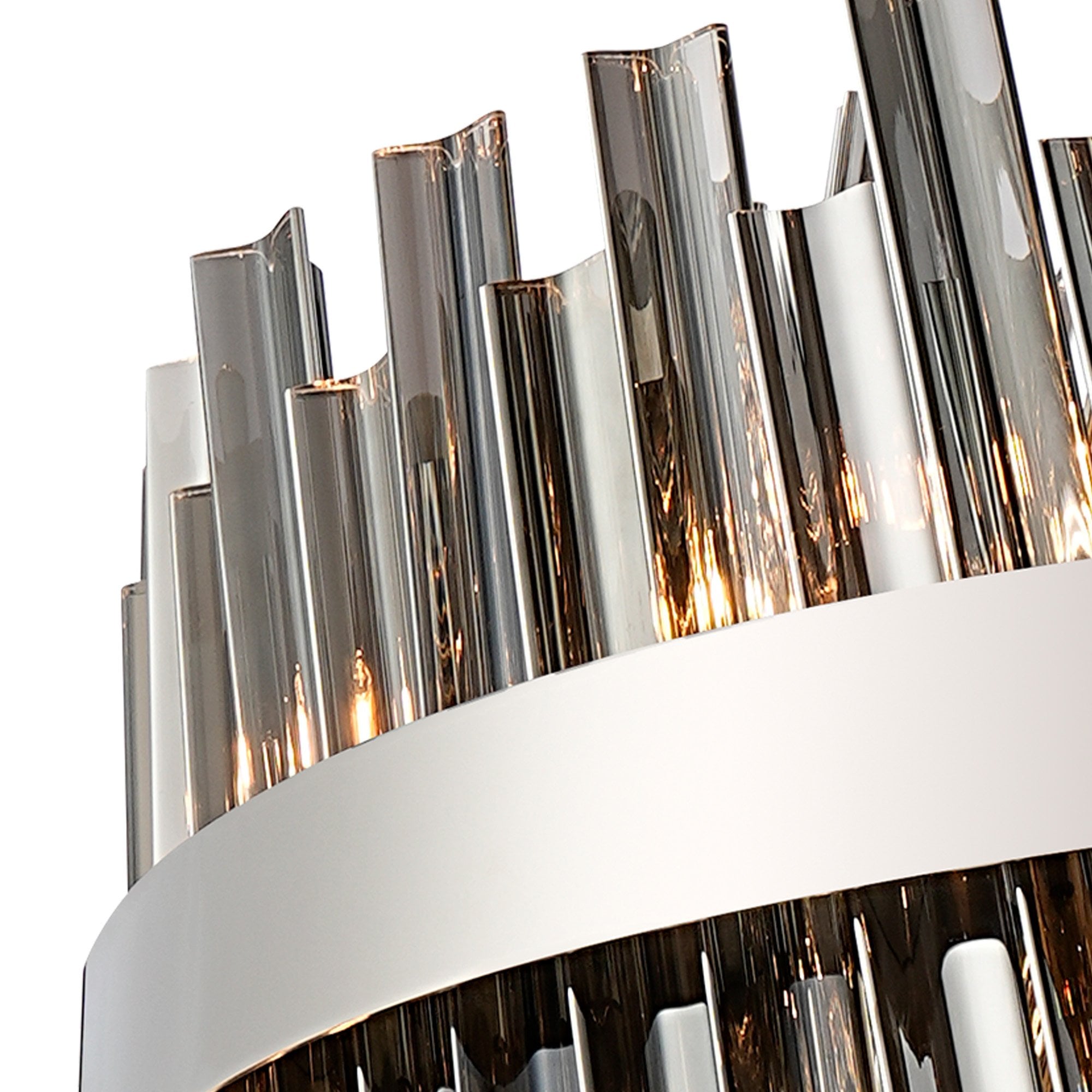 Fabula Farnley 24 Light Round Pendant - Polished Nickel & Smoked Glass