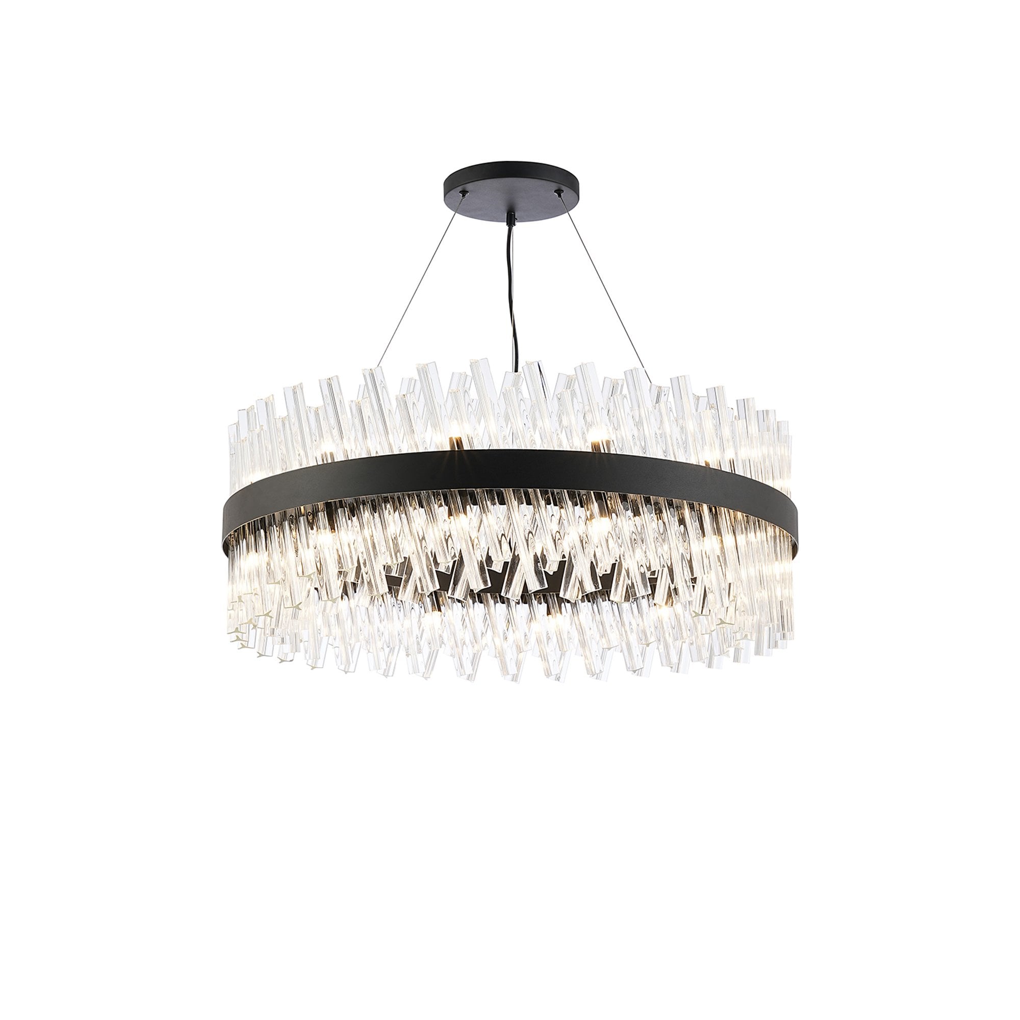 Fabula Farnley 24 Light Round Pendant - Satin Black & Clear Glass