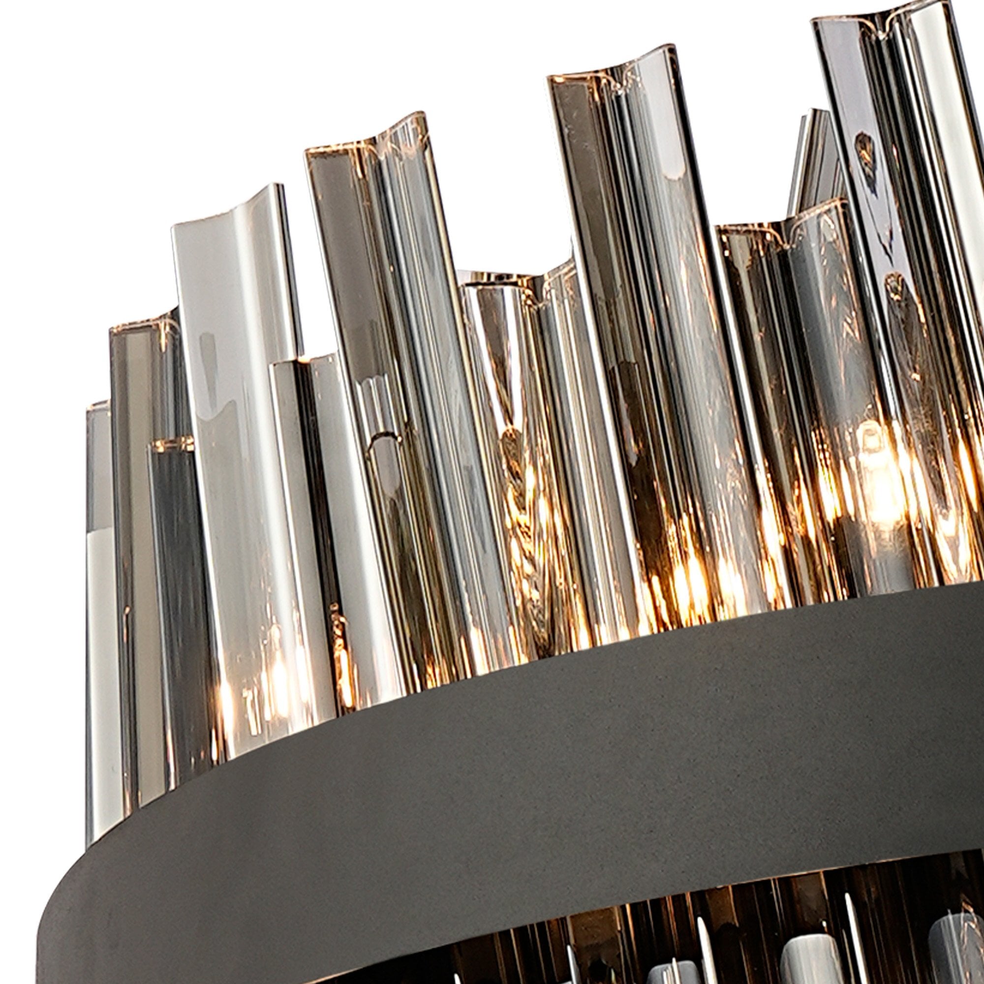 Fabula Farnley 24 Light Round Pendant - Satin Black & Smoked Glass