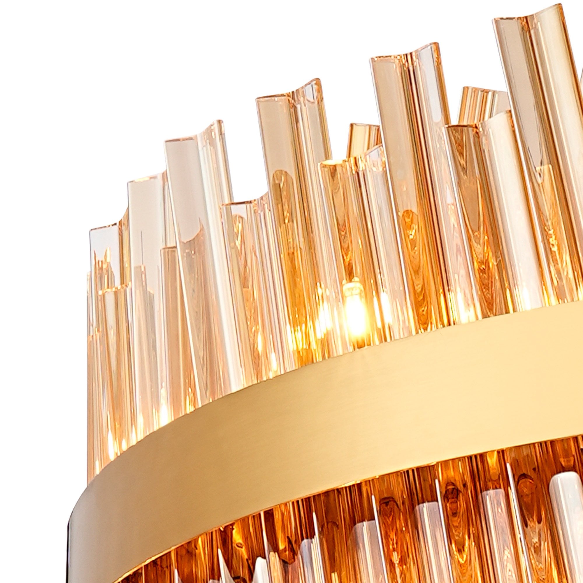 Fabula Farnley 32 Light Round Pendant - Brass & Amber Glass